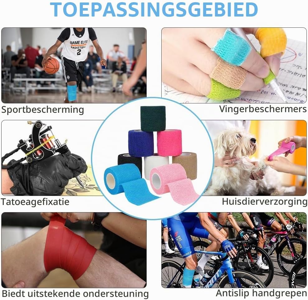 Thumbnail 4 de ACWOO zelfklevende sporttape, 8 rollen van 5 cm x 4,5 m