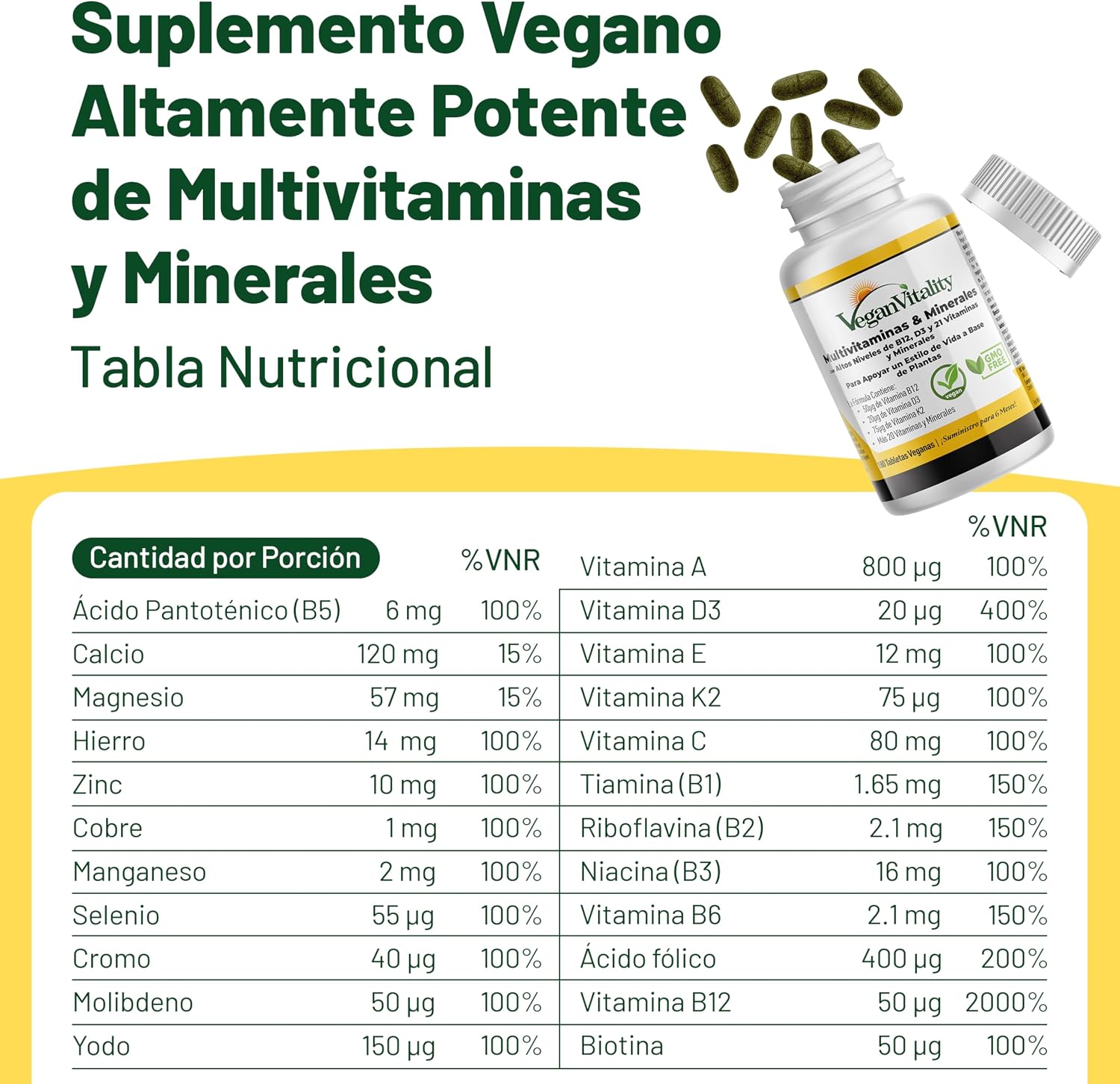 Thumbnail 4 de Multivitaminas veganas 180 tabletas 6 meses