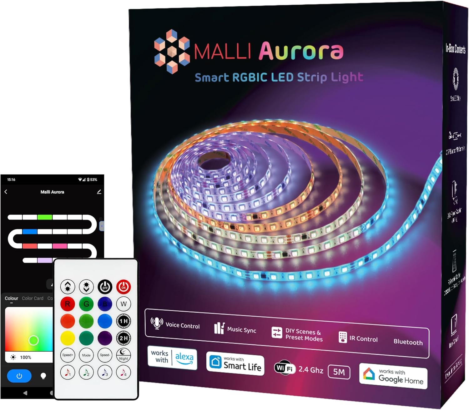 Samraj Malli Aurora Smart RGBIC 5m LED strip