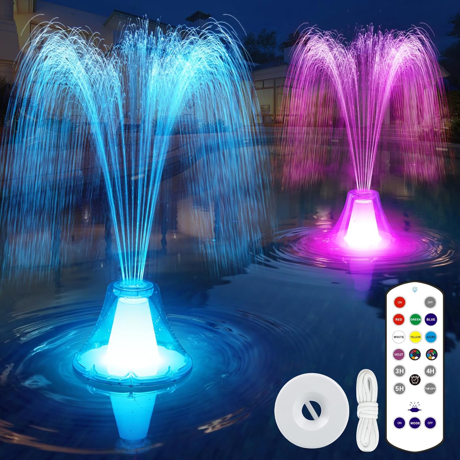 Detalle de KingSom 2026 Springbrunnen Pool – schwimmende Fontäne mit LED-Licht, Fernbedienung und USB-C Schnellladung
