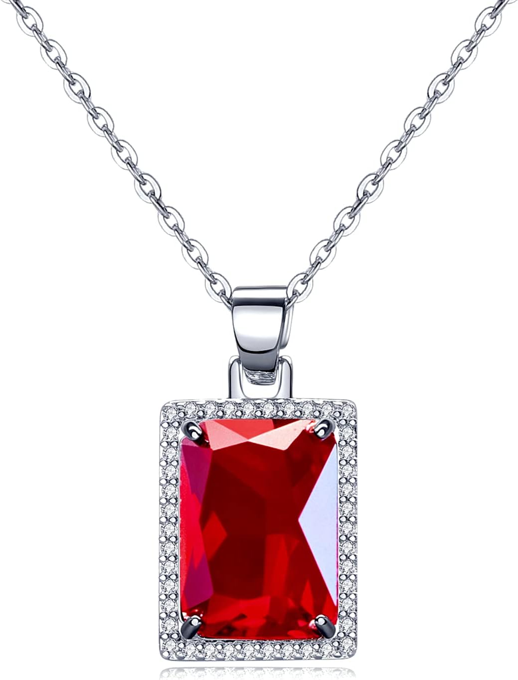 Detalle de VONSSY Elegant Rectangle Gemstone Necklace 18"