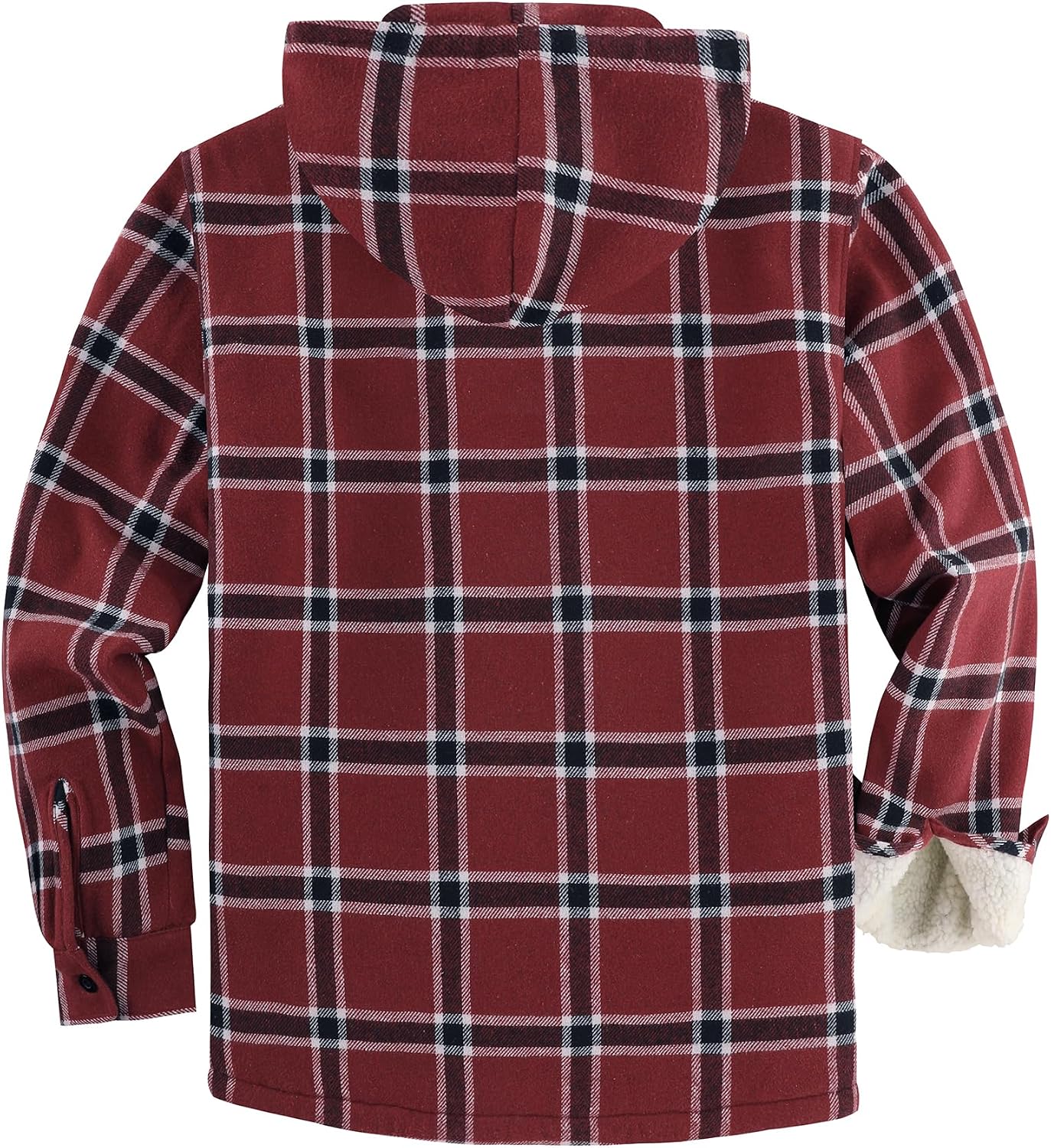 Detalle 2 de SCODI Men's Sherpa-Lined Flannel Shirt Jacket with Hood and Four Pockets