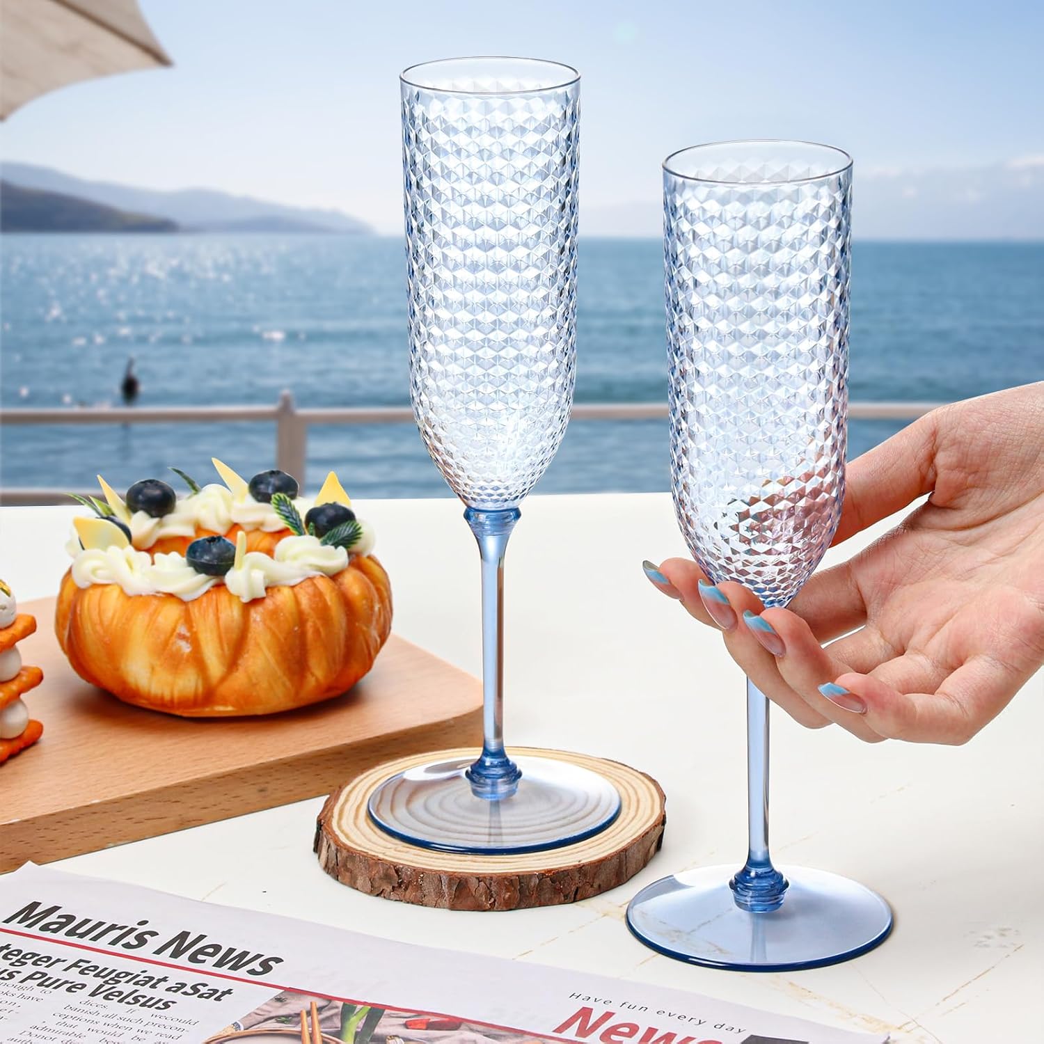 Thumbnail 4 de XUWAIDSGN 5.5 Oz Blue Disposable Champagne Flutes ๐ฅ