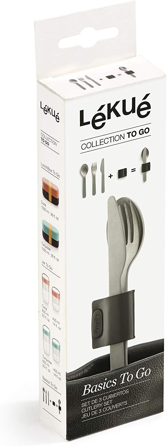 Thumbnail 5 de Lékué Juego de cubiertos Basics to go, acero inoxidable 🍽