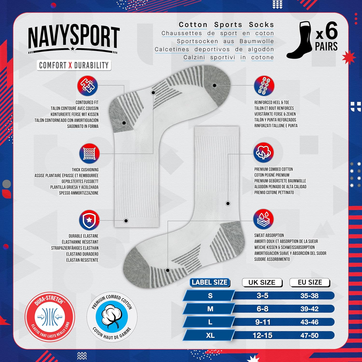 Thumbnail 1 de NAVYSPORT Chaussettes de sport lot de 6