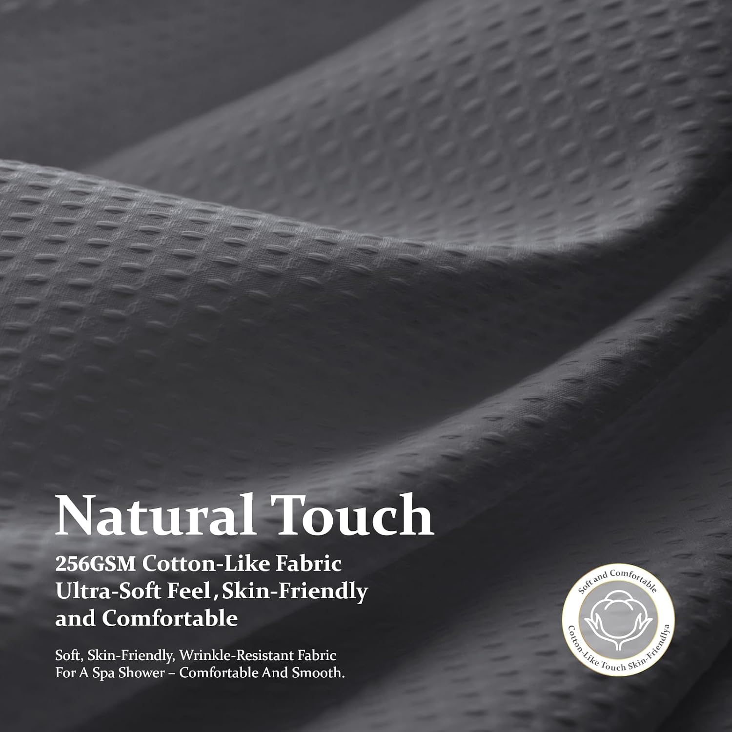 Thumbnail 2 de Dynamene Waffle Shower Curtain, 72 x 72 in, 256 GSM, Charcoal Gray