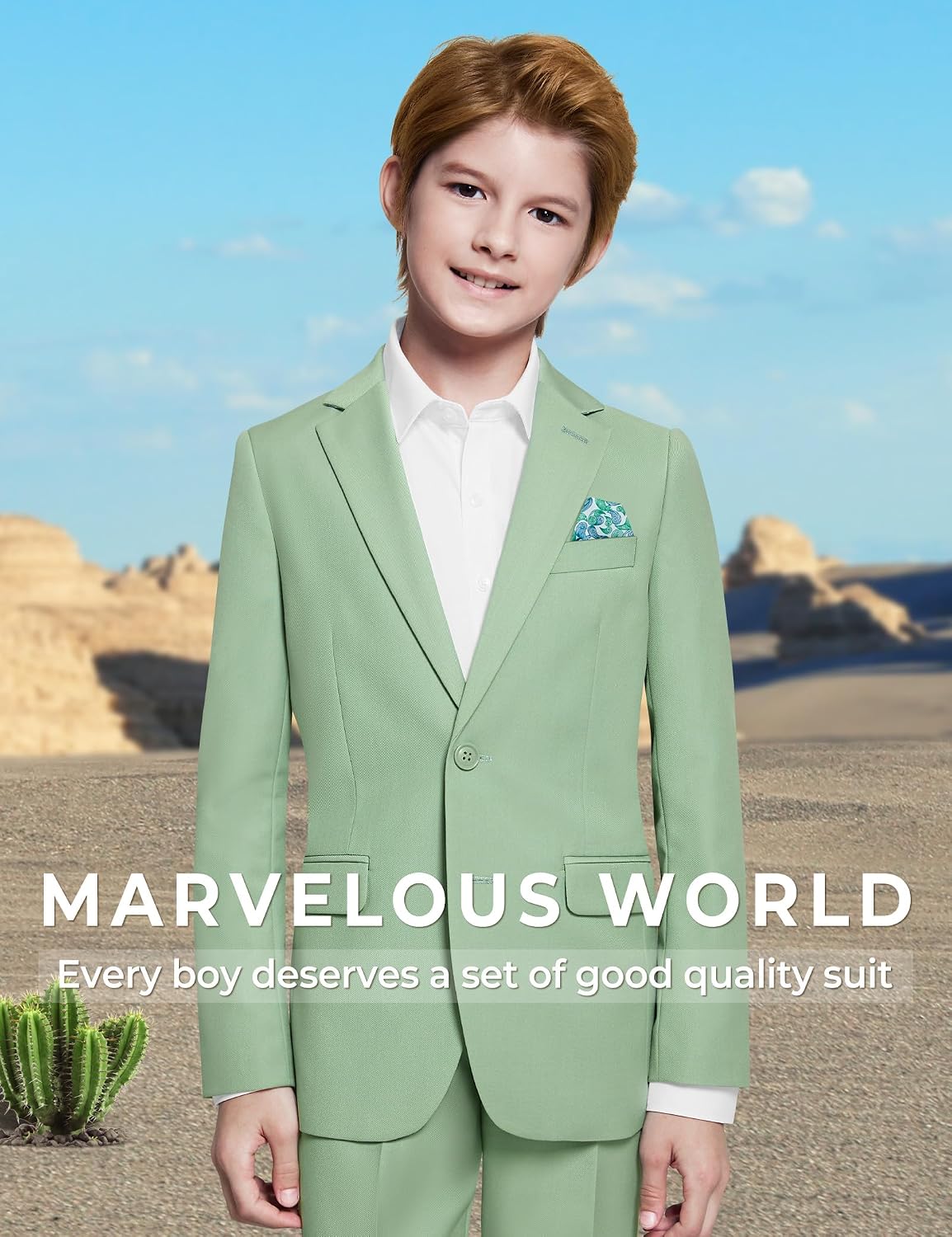 Detalle 2 de Marvelous World Boys' Slim Fit Suit Set