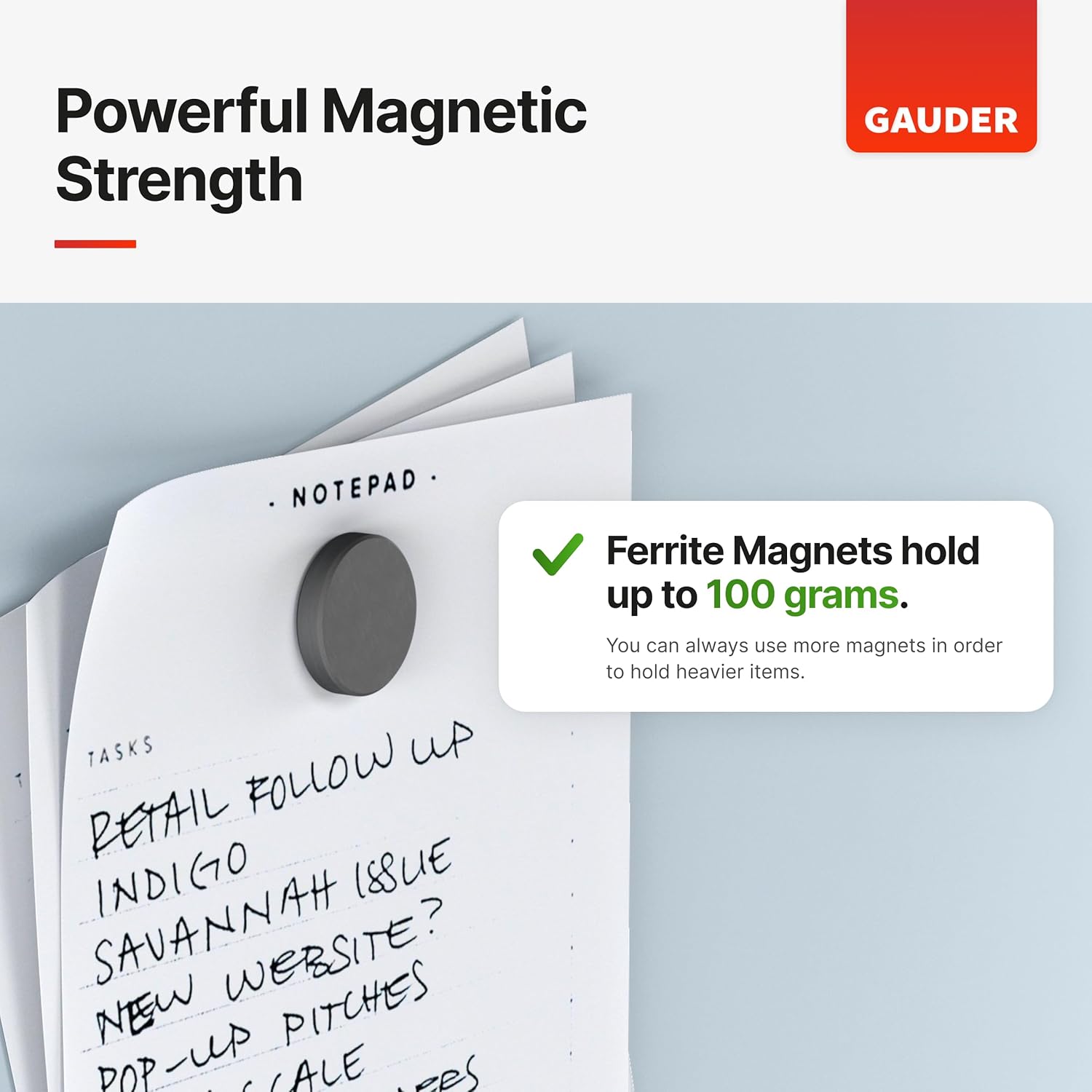 Thumbnail 2 de GAUDER Magnets for Whiteboard, Notice Board & More (18 x 5 mm) – 108 magnets for crafts and fridges