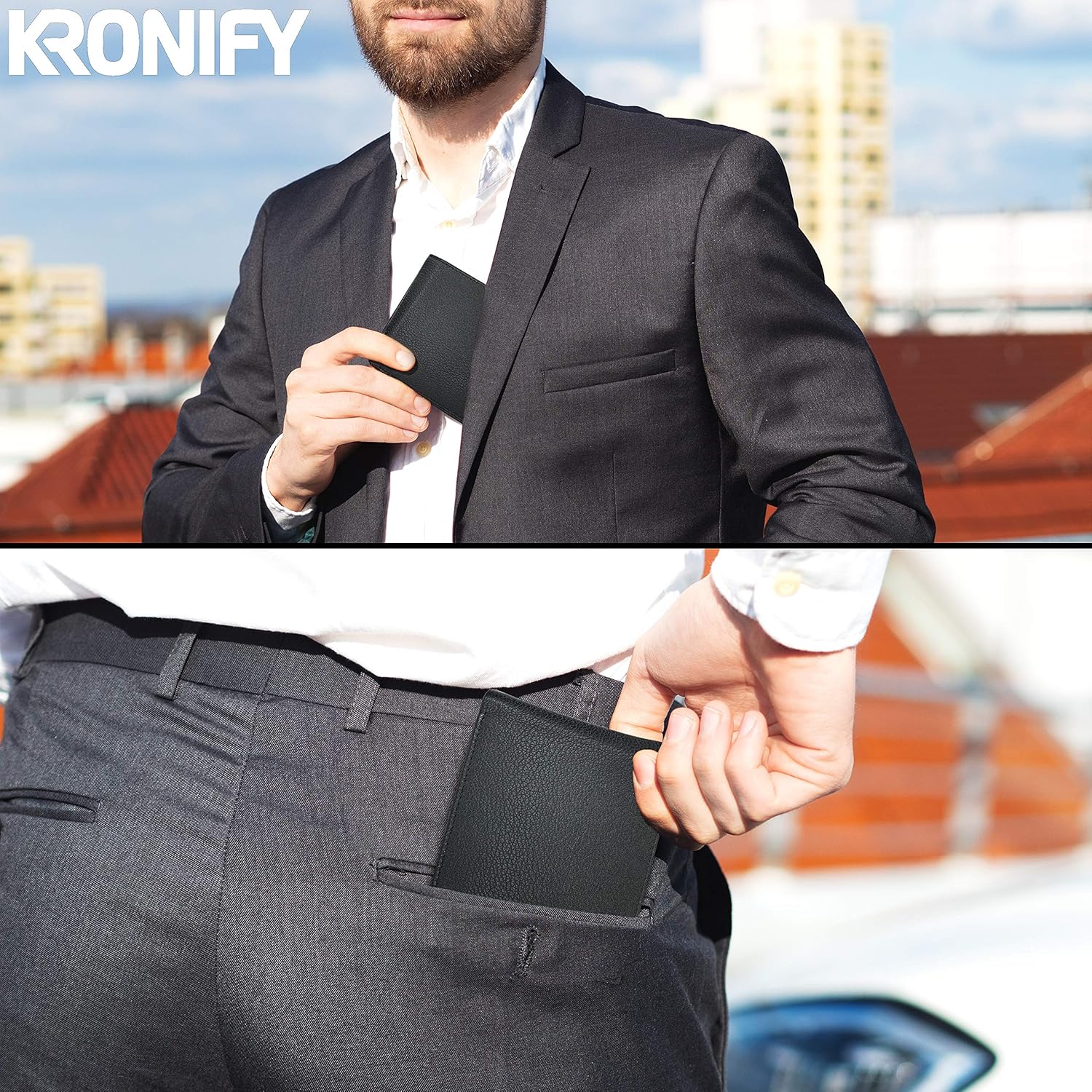 Detalle 2 de KRONIFY Leder Geldbörse Herren I RFID Schutz 13 Karten