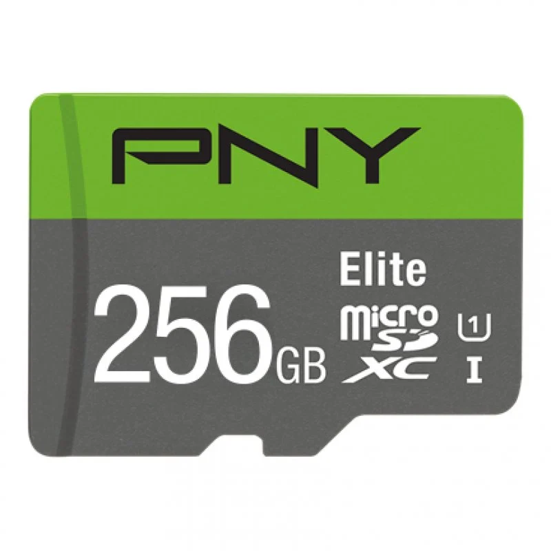 Detalle de PNY Elite microSDXC 256GB UHS-I Clase 10: almacenamiento fiable para móvil, cámara y más