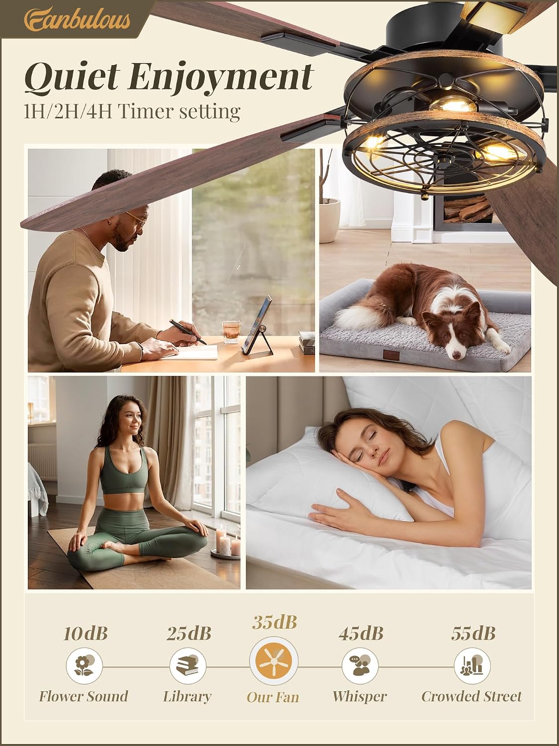 Detalle 2 de Fanbulous Ceiling Fan with Light, 60-Inch