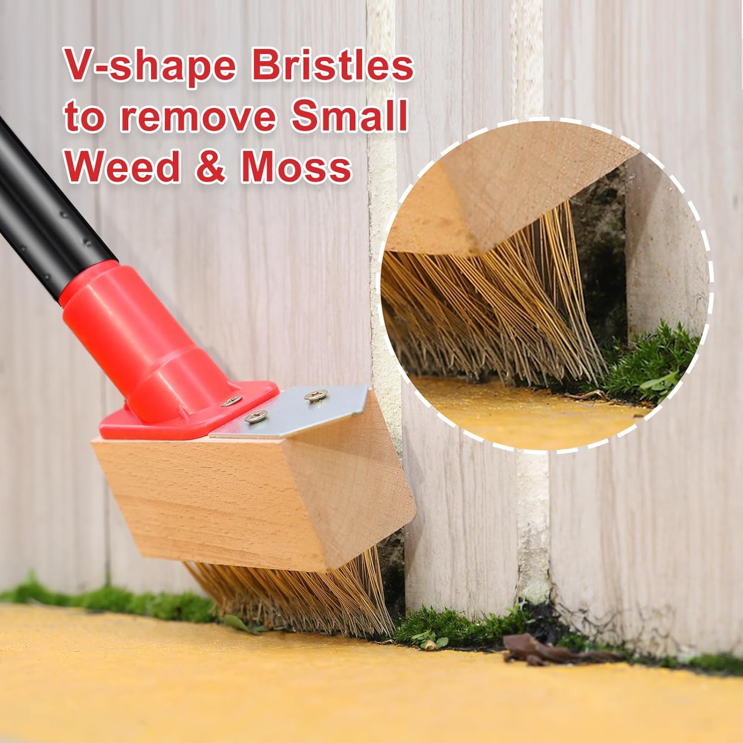 Thumbnail 4 de Mitclear 53IN Long-Handle Weed Remover with V-Shaped Brush & Blade Scraper (3 brush heads)