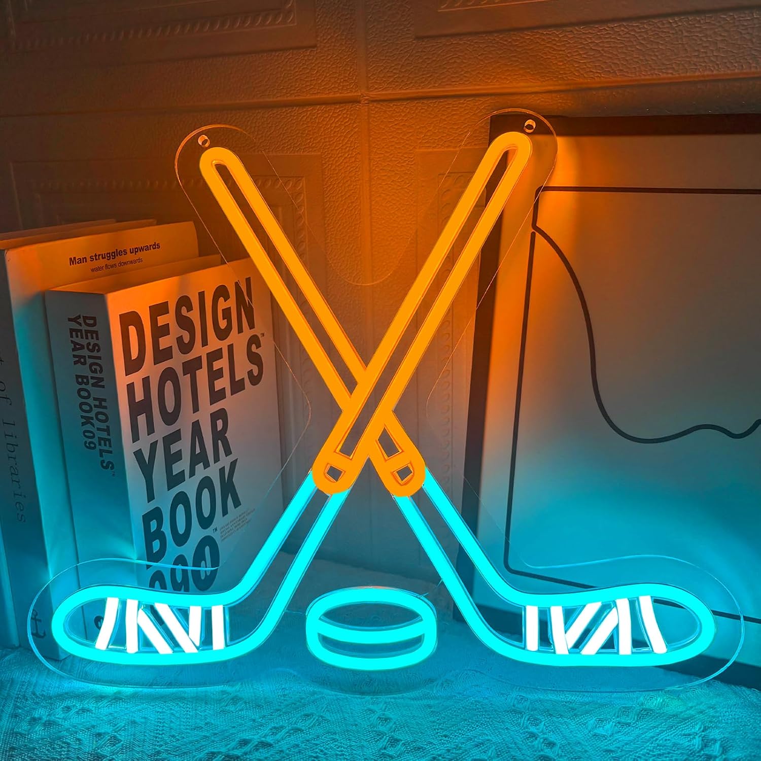 Detalle de Weeddy neonbord ijshockey, dimbaar met USB-voeding, 39 x 33 cm