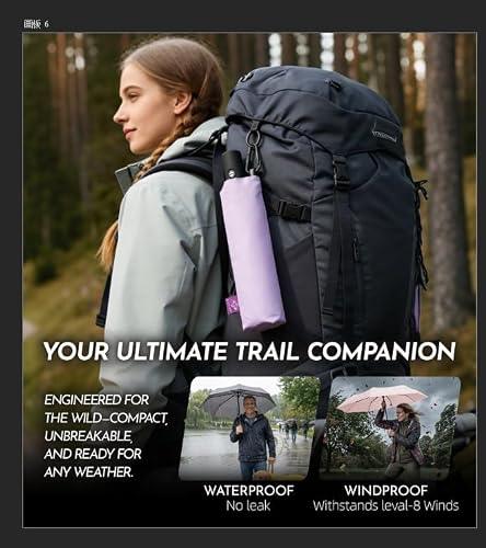 Thumbnail 8 de LILAC Windproof Automatic Umbrella, Strong 7 Ribs Compact Travel Brolly
