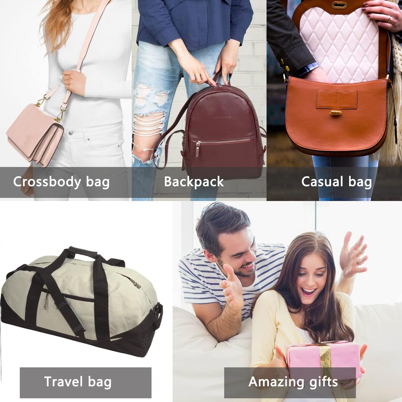 Thumbnail 5 de Shoulder Strap for Bags: Adjustable 3.8 cm Wide with Silver Buckle (Beige/Dark Purple) – M21