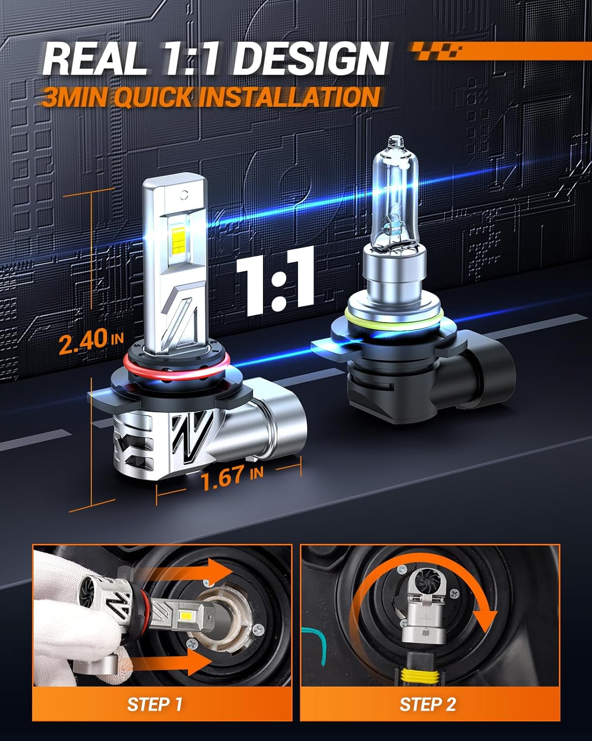 Thumbnail 2 de SEALIGHT 9012 LED Headlight Bulbs (Pack of 2) — 6500K Cool White, 1:1 Plug-and-Play Design