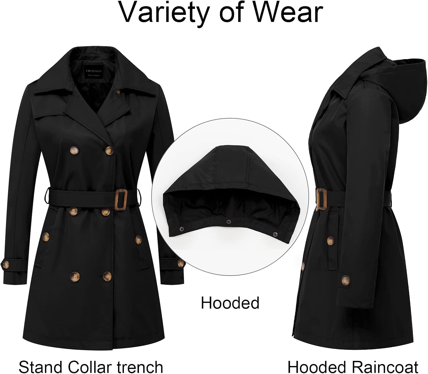 Detalle 1 de CREATMO US Women's Trench Coat
