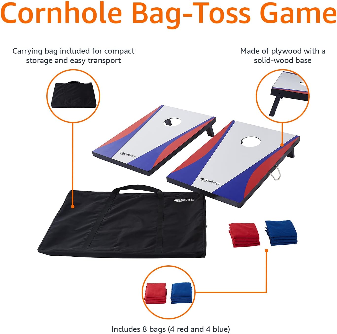 Thumbnail 3 de Amazon Basics – Cornhole-Set: 2 Ziele, 8 Taschen für den Outdoor-Einsatz