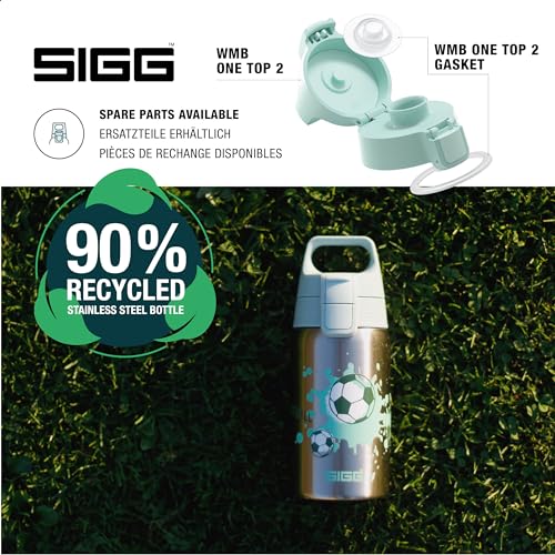 Detalle de Sigg Edelstahl Trinkflasche Kinder Shield One Love Football 0,5 L – auslaufsicher, BPA-frei