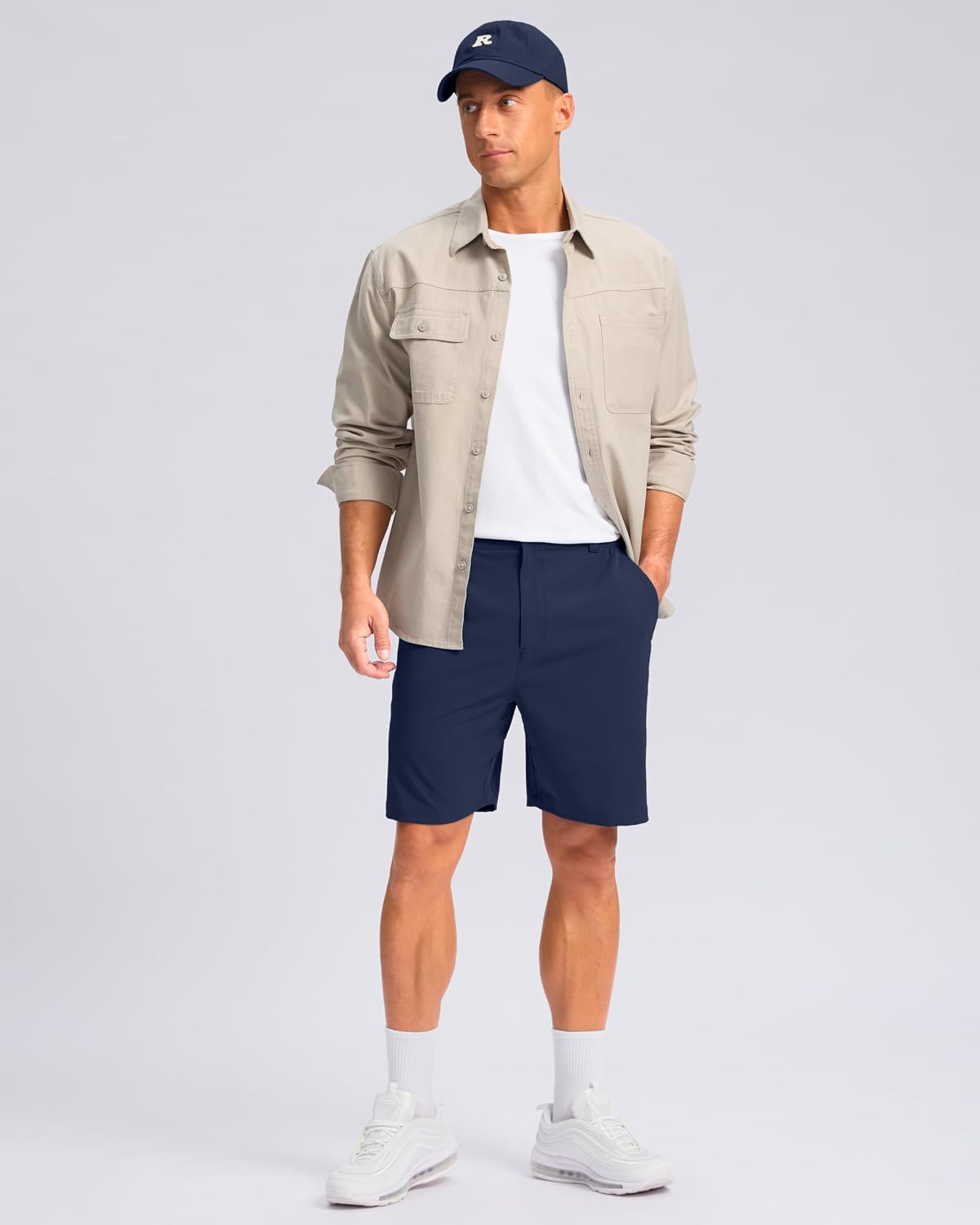 Detalle de Pudolla Men's Lightweight Casual Golf Shorts with 3 Pockets (7/9/5 in inseams)