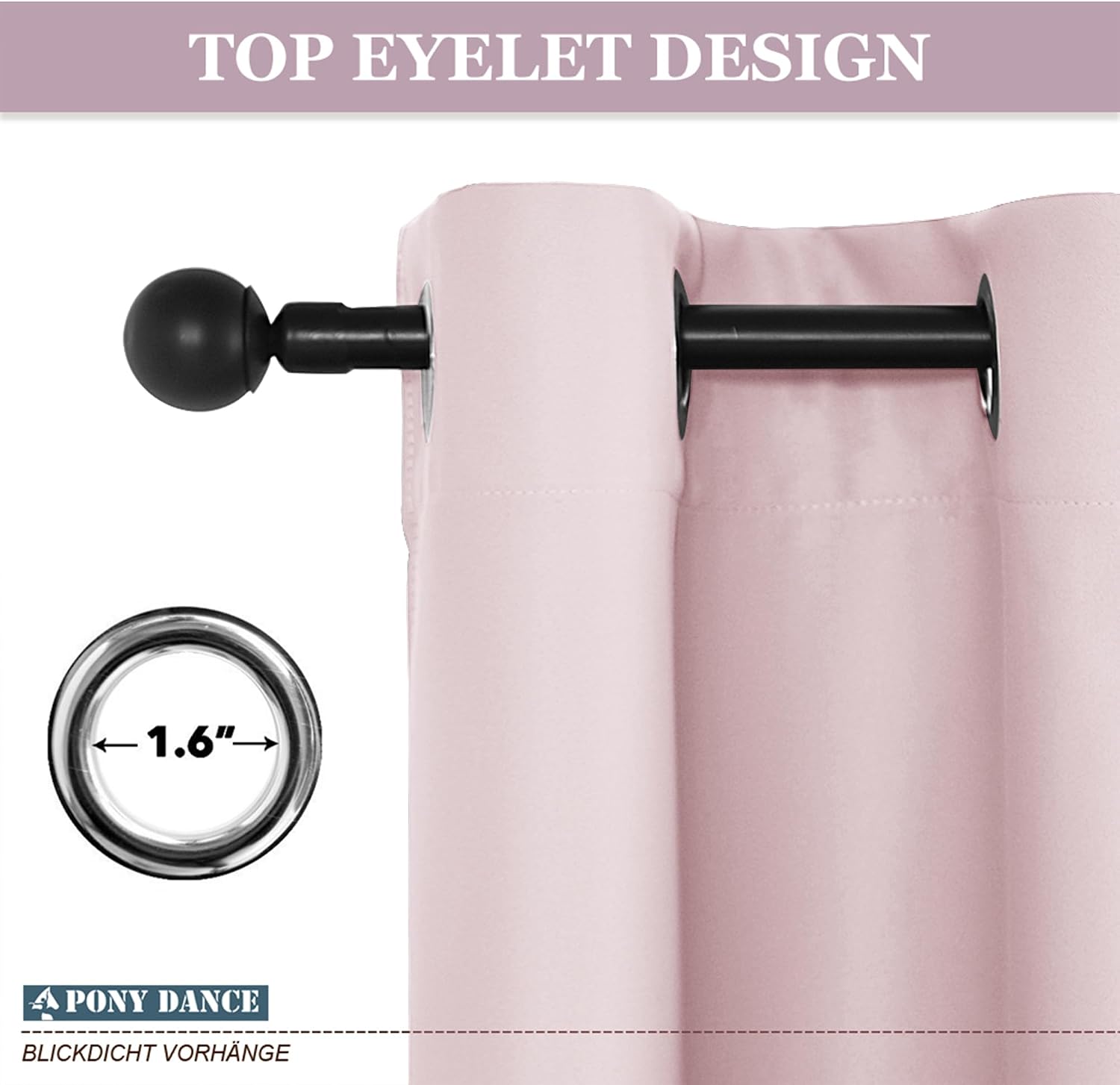 Thumbnail 5 de PONY DANCE Pink thermal blackout curtains 46 x 84 in 🪟