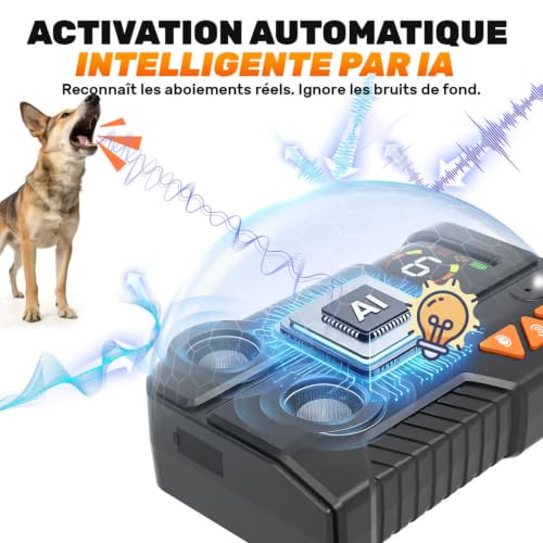 Detalle de Holercoco Anti Aboiement Chien Ultrason Puissant AI, 2 Émetteur Ultrason Renforcé
