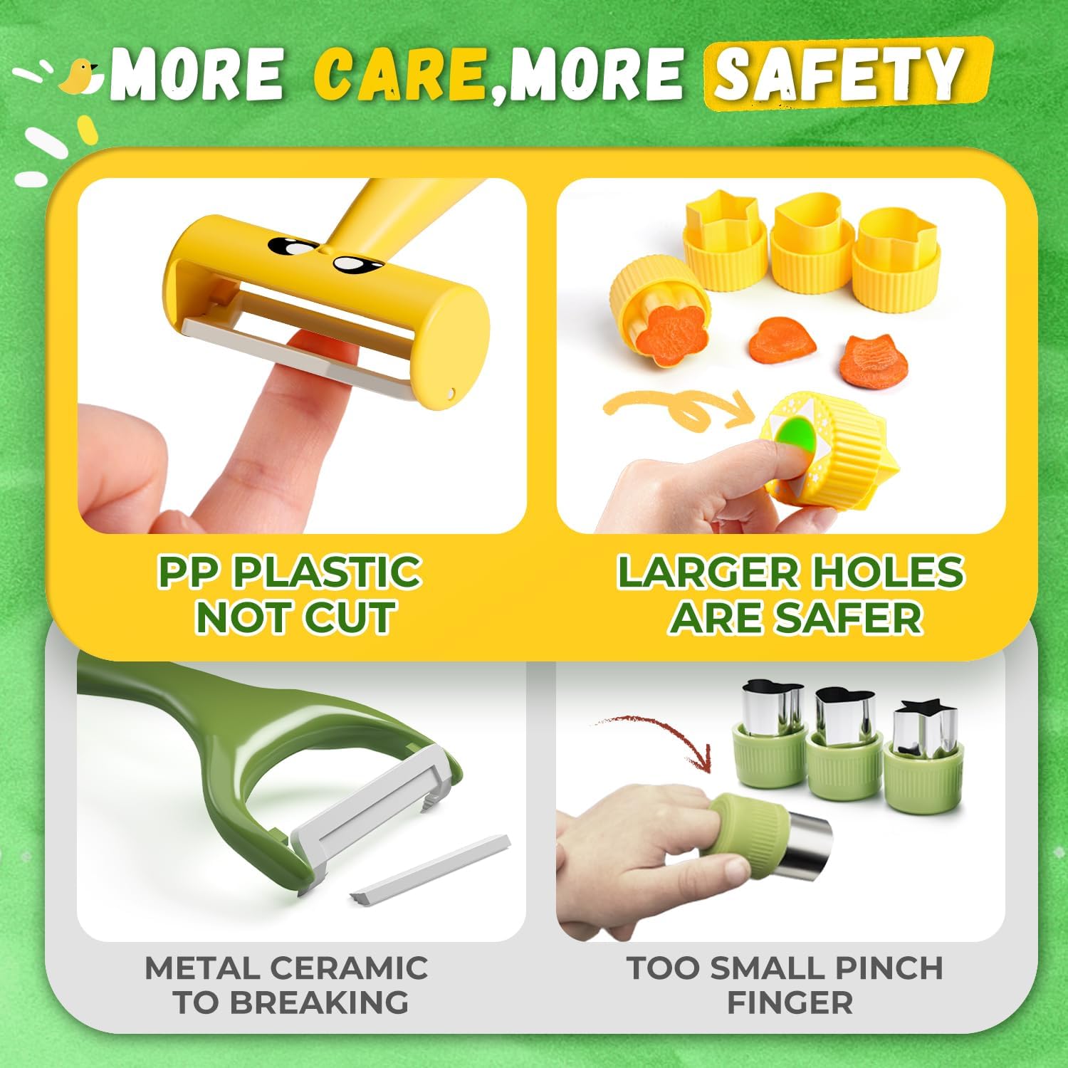Detalle 2 de Yasterd KC001 Montessori Kitchen Tool Set for Toddlers, Green, with Safety Knives