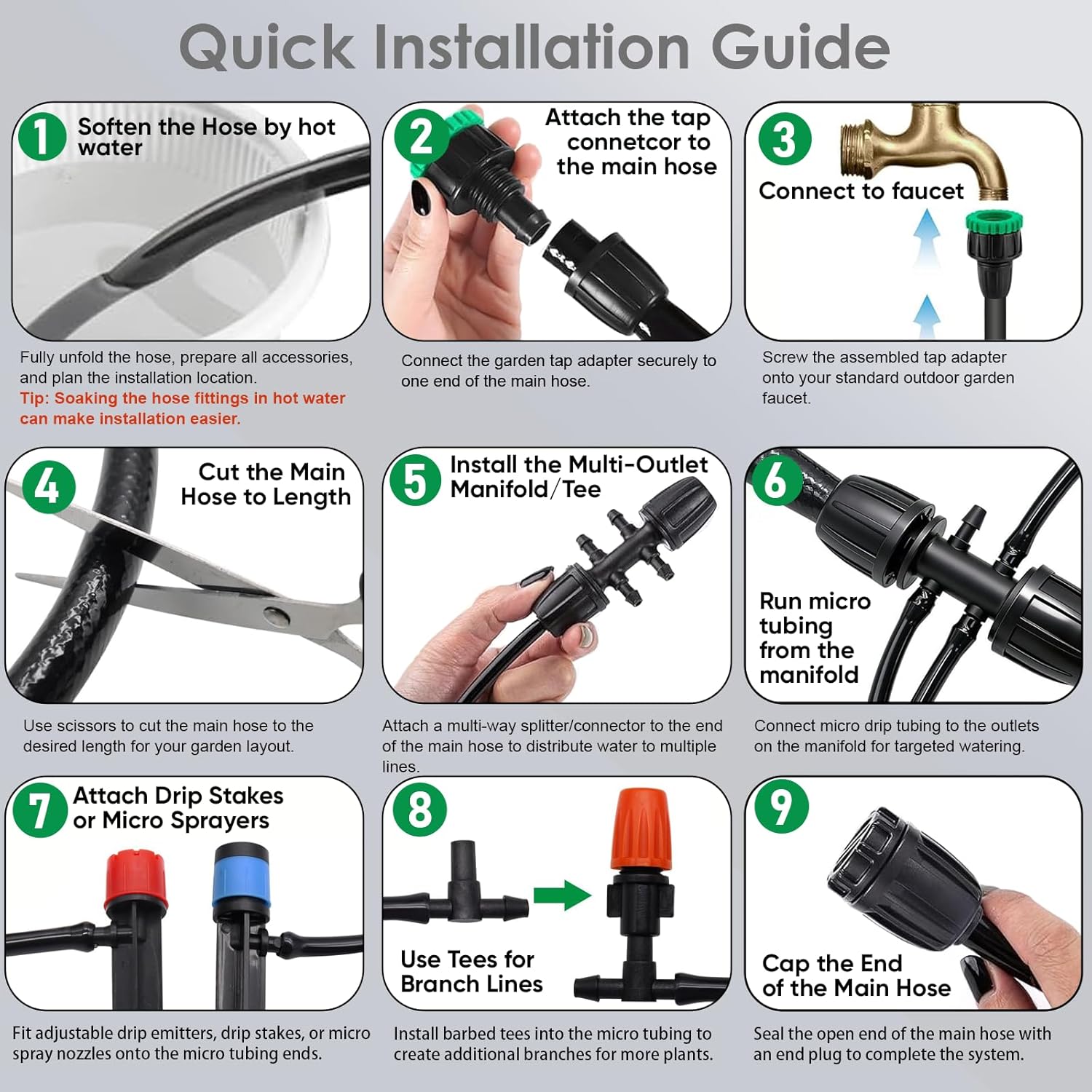 Thumbnail 6 de Irrigation System Kit Garden Watering System 240FT — Complete DIY Drip Kit for Efficient Garden Irrigation