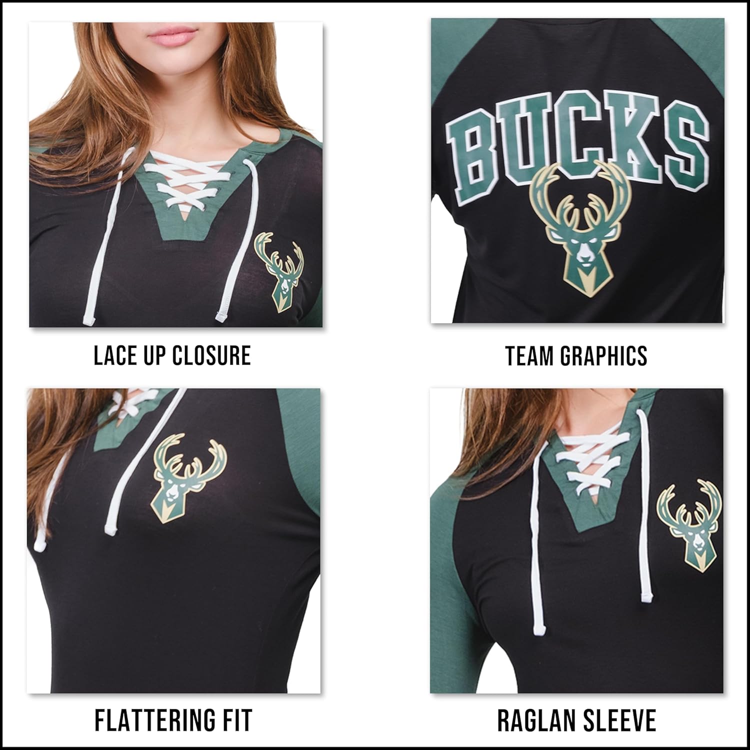 Thumbnail 4 de Ultra Game Women’s NBA Official Standard Super Soft Long Sleeve Lace-Up Shirt