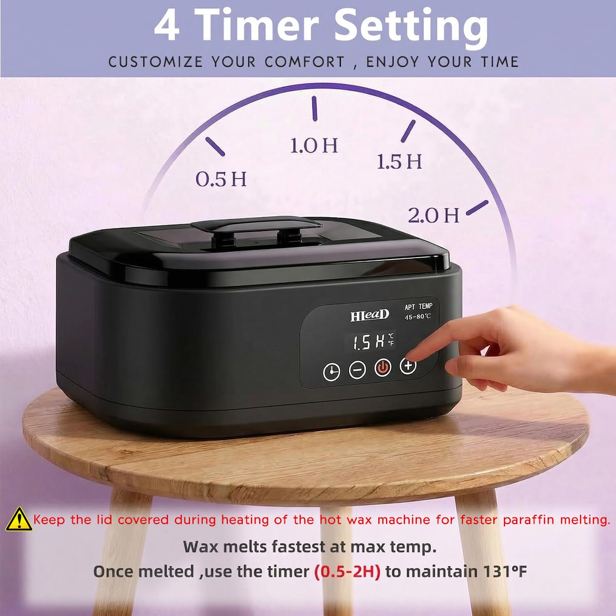 Detalle de HLead Touchscreen Paraffin Wax Bath for Hands and Feet, 2 lb Wax Capacity