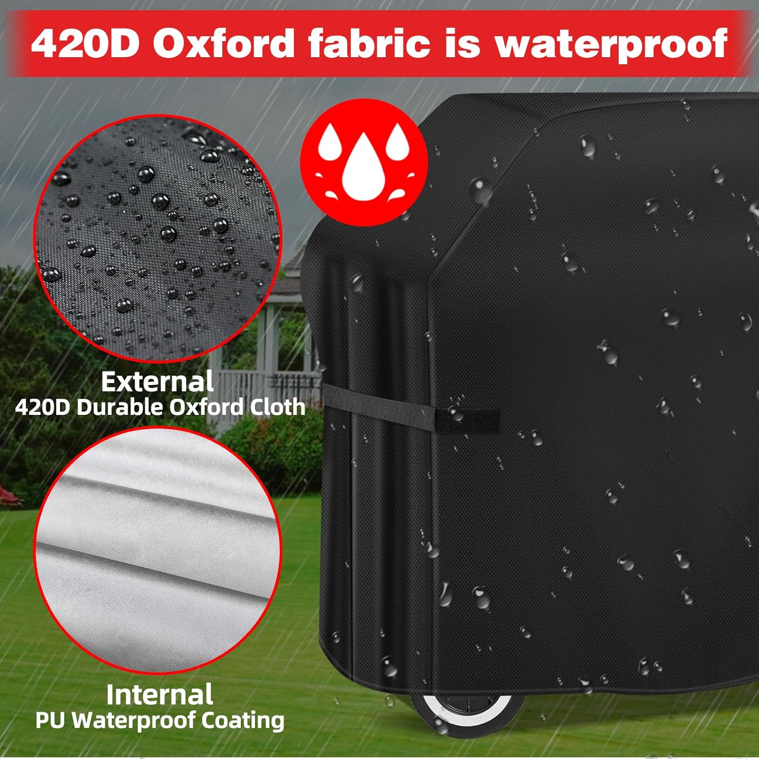 Thumbnail 2 de SPGOOD Wetterfeste Grillabdeckung (420D Oxford) für Gasgrill, 132 x 66 x 110 cm