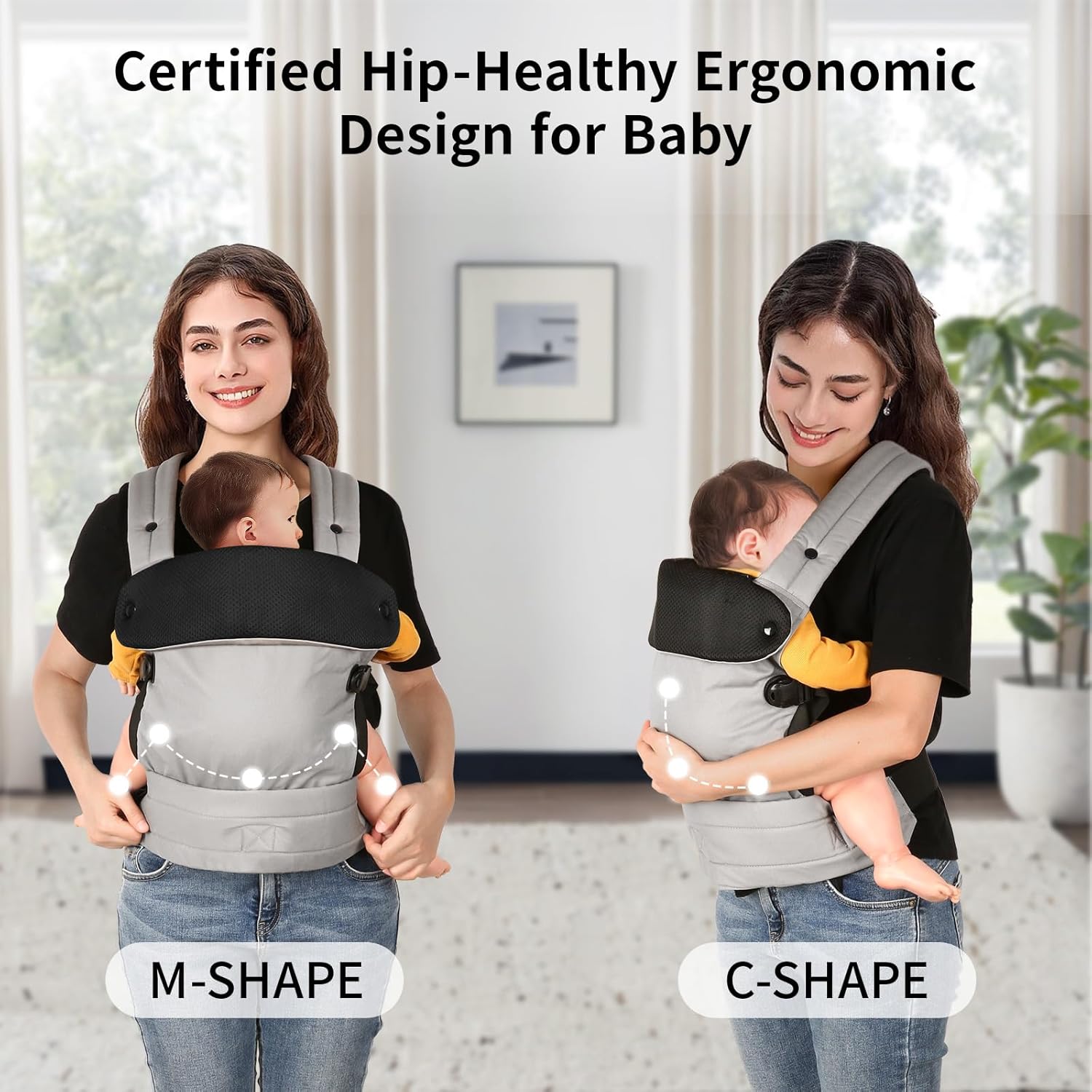 Detalle de Tuocal Baby Carrier – Ergonomic Cotton Sling for 3–36 Months (8–44lbs), Grey