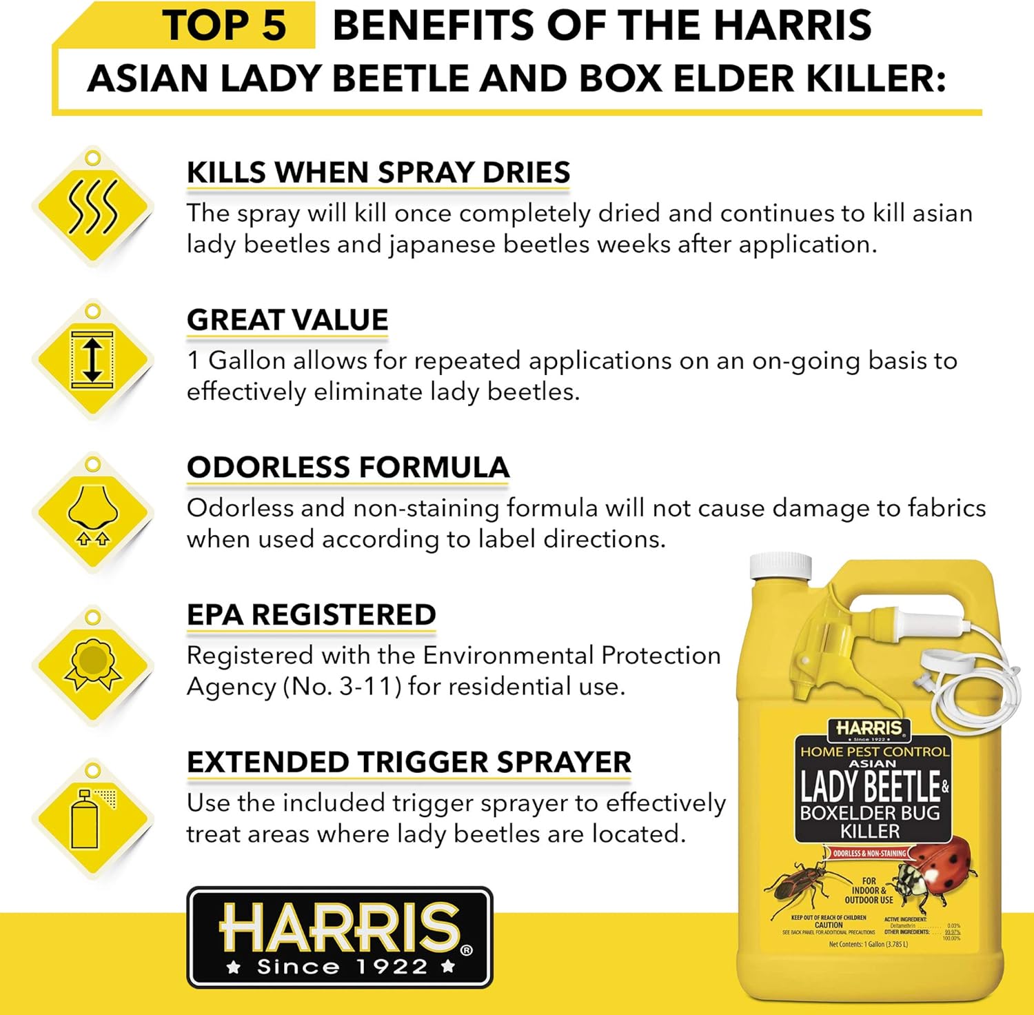 Detalle de HARRIS HBXA-128 Asian Lady Beetle & Box Elder Killer Spray, 1 Gallon