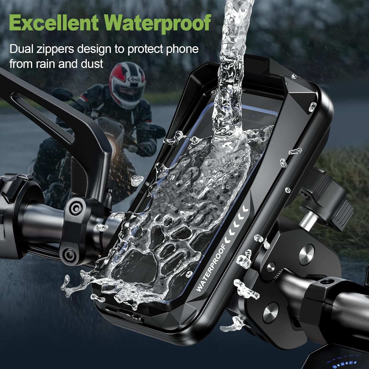 Thumbnail 1 de BTNEEU Motorrad-Handyhalterung wasserdicht bis 7,0 Zoll (Schwarz C) mit 360° Drehung & Touchscreen-Front