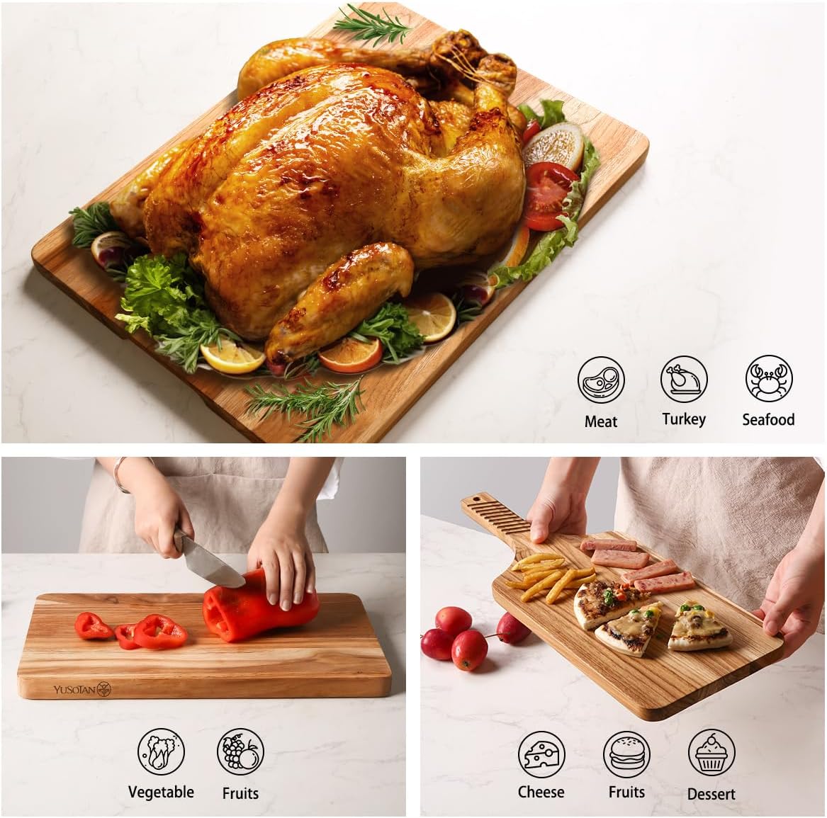 Thumbnail 1 de YUSOTAN Teak Wood Cutting Board Set 3 🍽