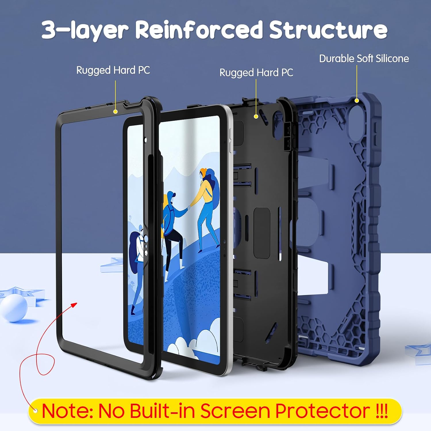 Detalle de FINTIE Kids Case for iPad (A16) 11th Gen / iPad 10th Gen 10.9" Rugged Case Navy