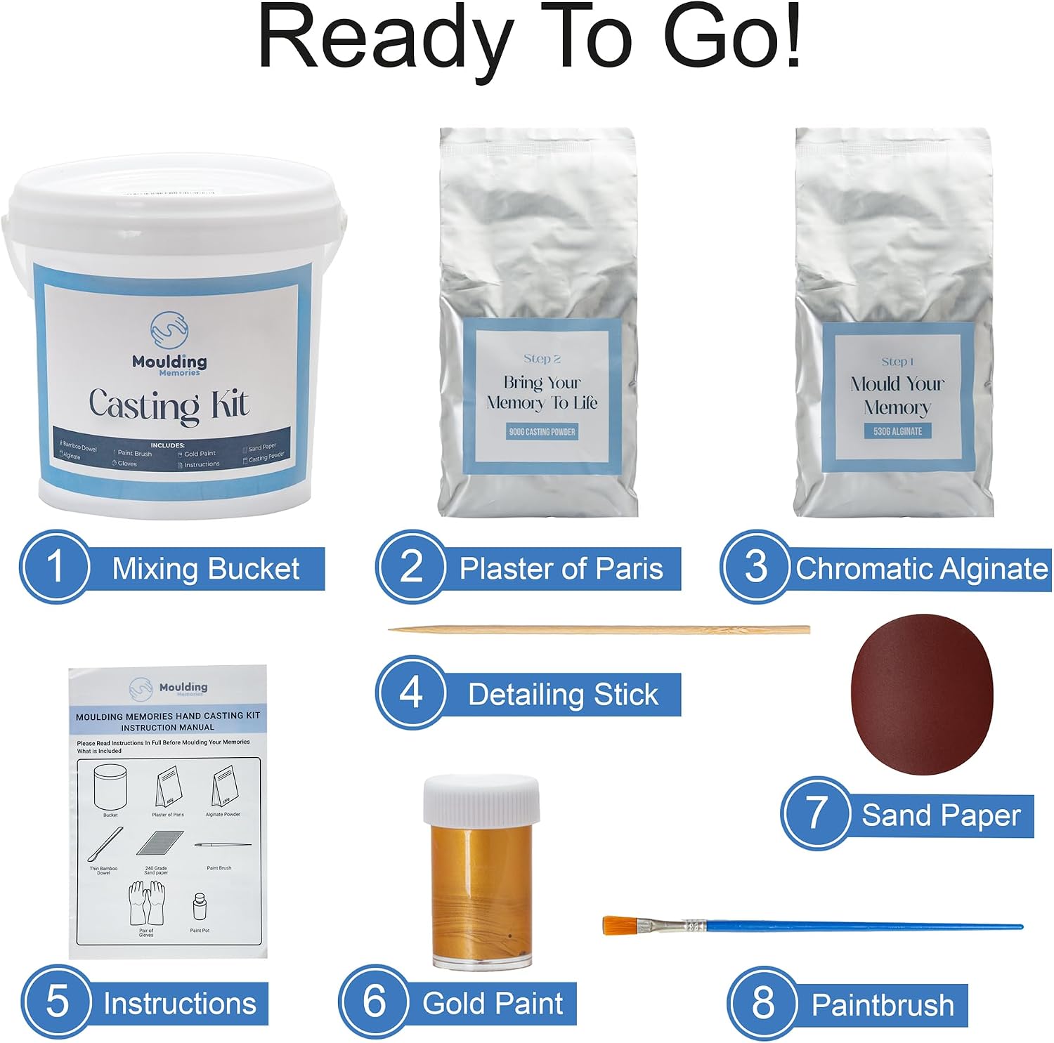 Detalle de Moulding Memories 3D DIY Hand Casting Kit for Couples, Babies, Kids & Adults