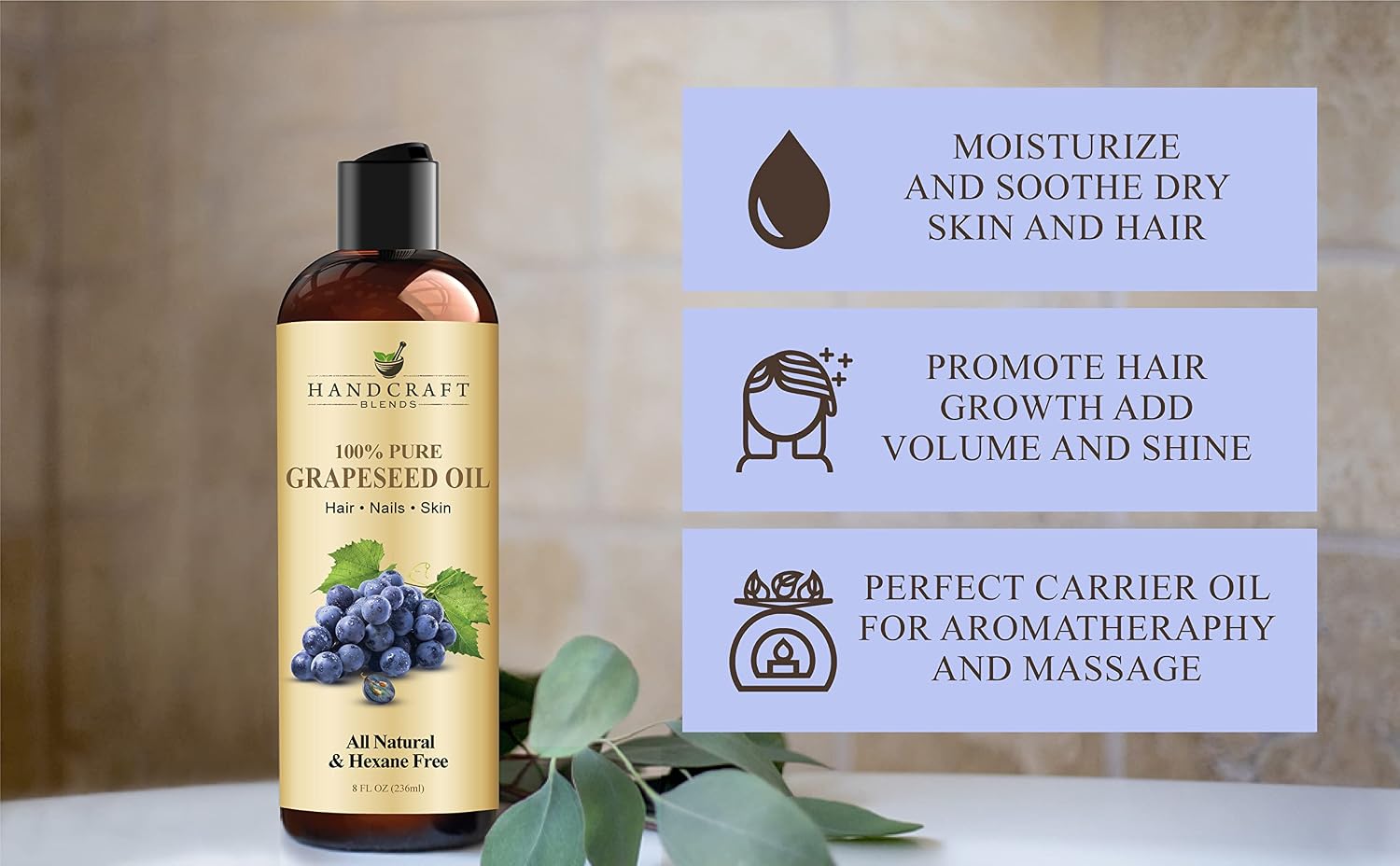 Thumbnail 4 de Handcraft Blends grape8 Grapeseed Oil, 8 fl oz Cold-Pressed Carrier Oil