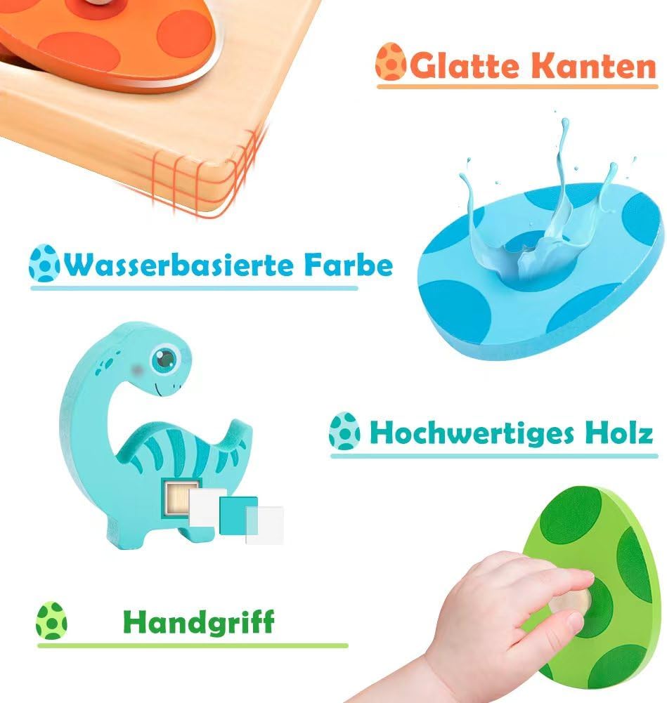 Thumbnail 4 de Holzpuzzle Dino Eier für 12-36 Monate 🧩