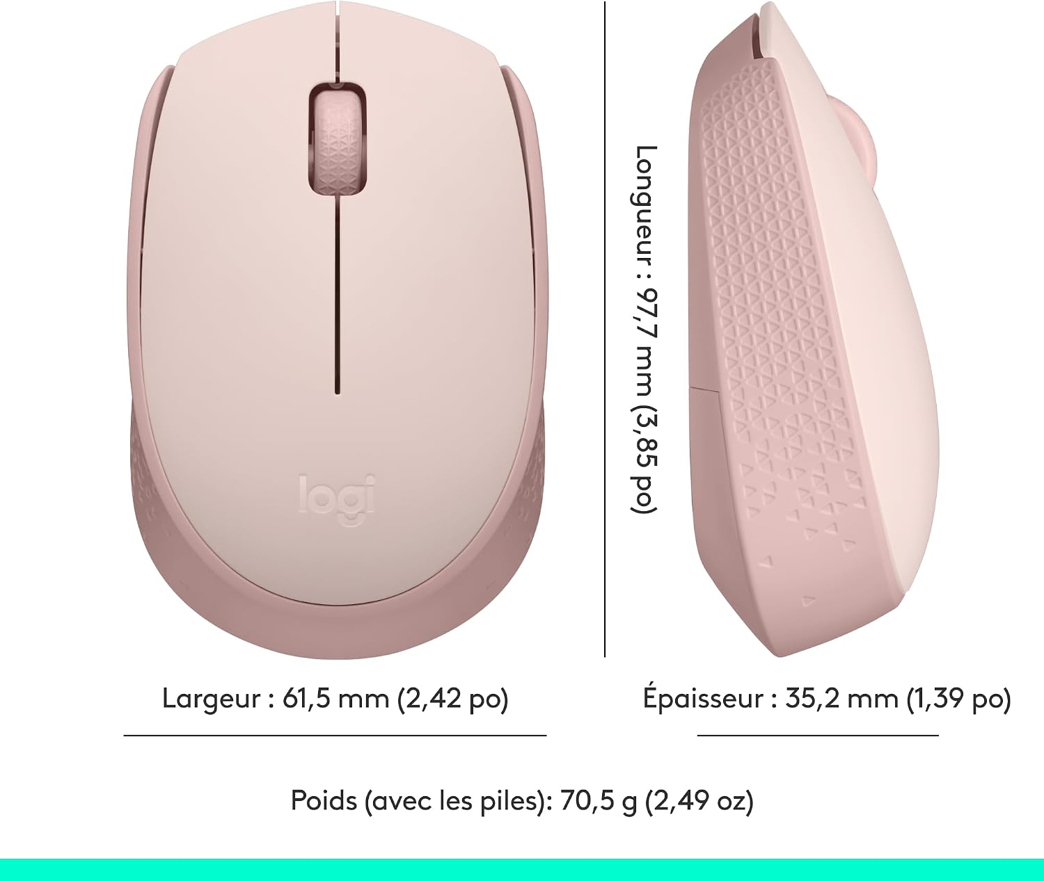 Detalle 2 de Logitech M171 Souris sans Fil – Rose, USB récepteur, autonomie 12 mois, ambidextre