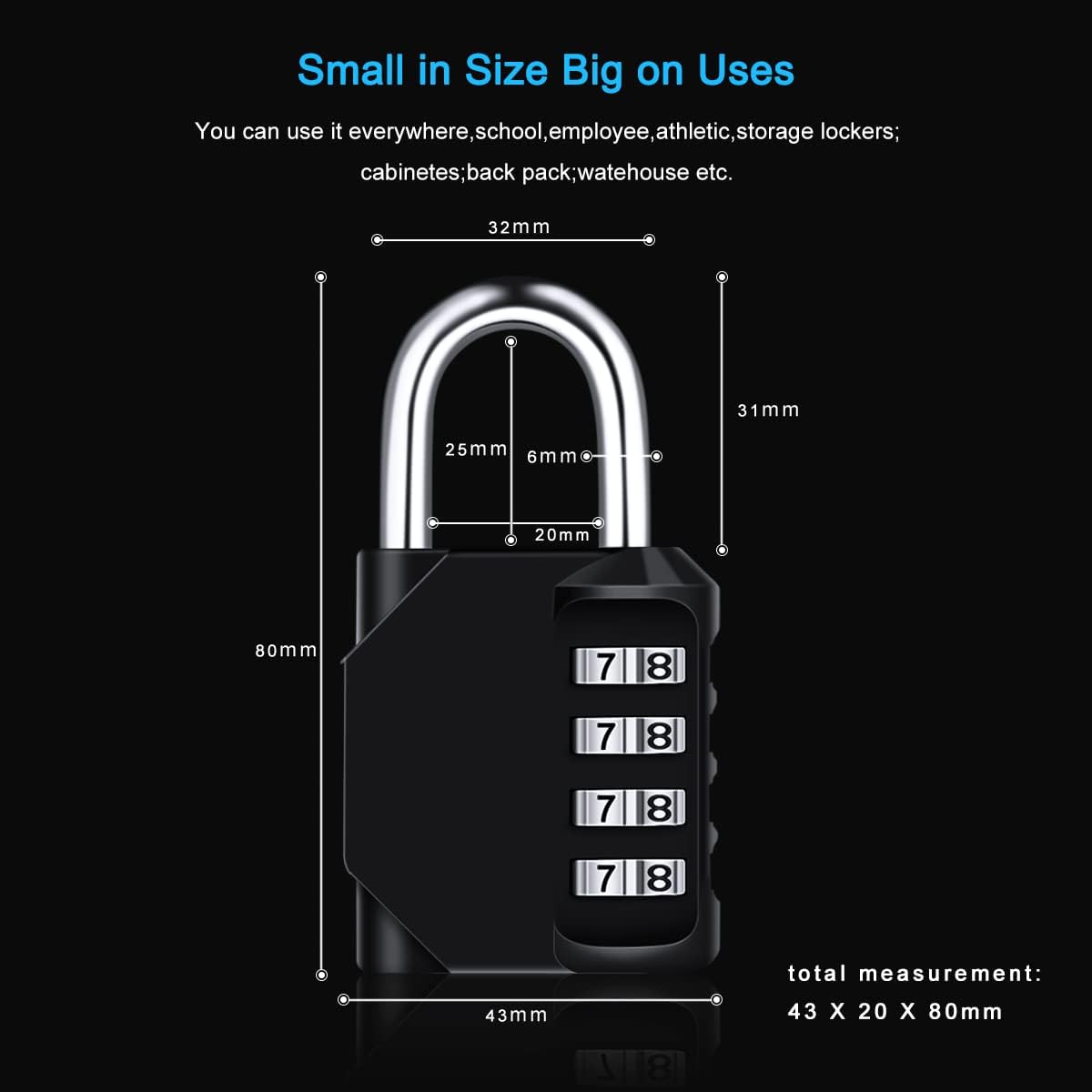 Thumbnail 1 de 4-Pack 4-Digit Combination Padlock (Weatherproof) by Diyife for outdoor lockers, sheds and gates