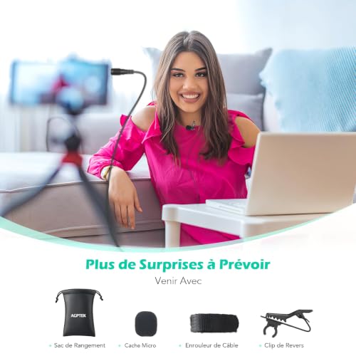 Thumbnail 6 de AGPTEK Microphone PC 3.5mm Jack avec Clip et Fourrure Pare-Brise – kit polyvalent