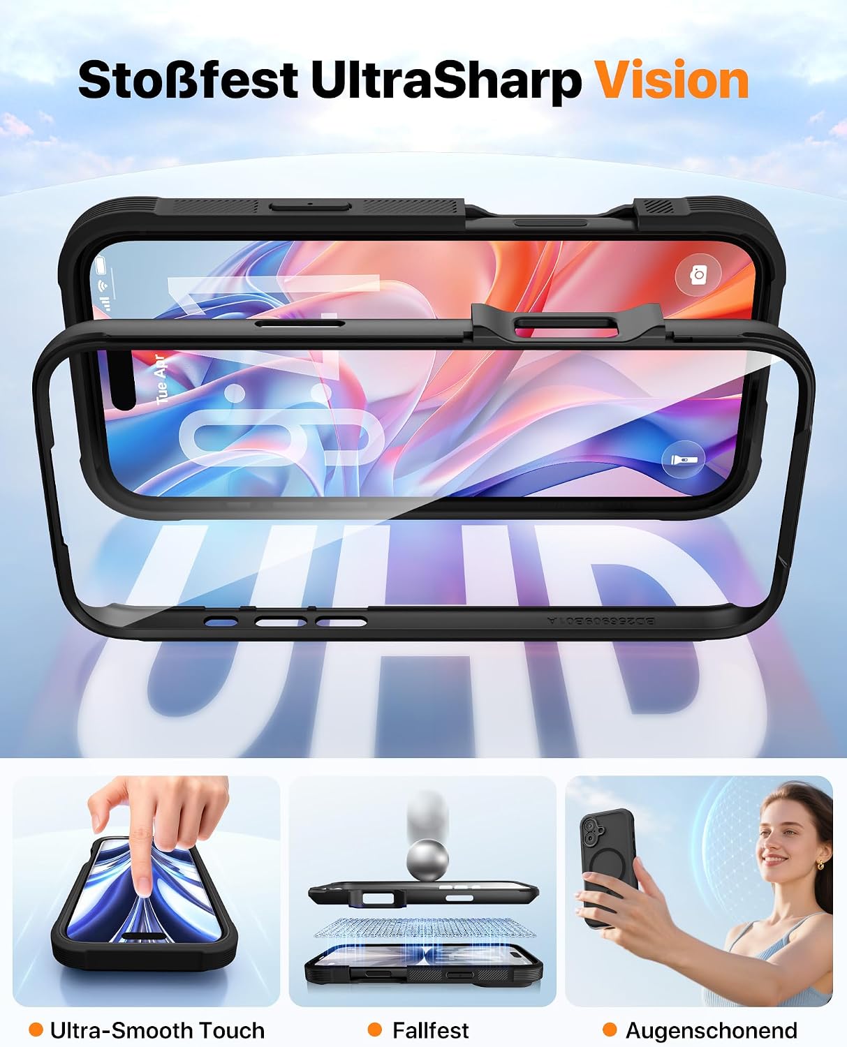Detalle de Diaclara Hülle für iPhone 17 – 360° Vollschutz mit MagSafe, Militärschutz & Displayschutzfolie