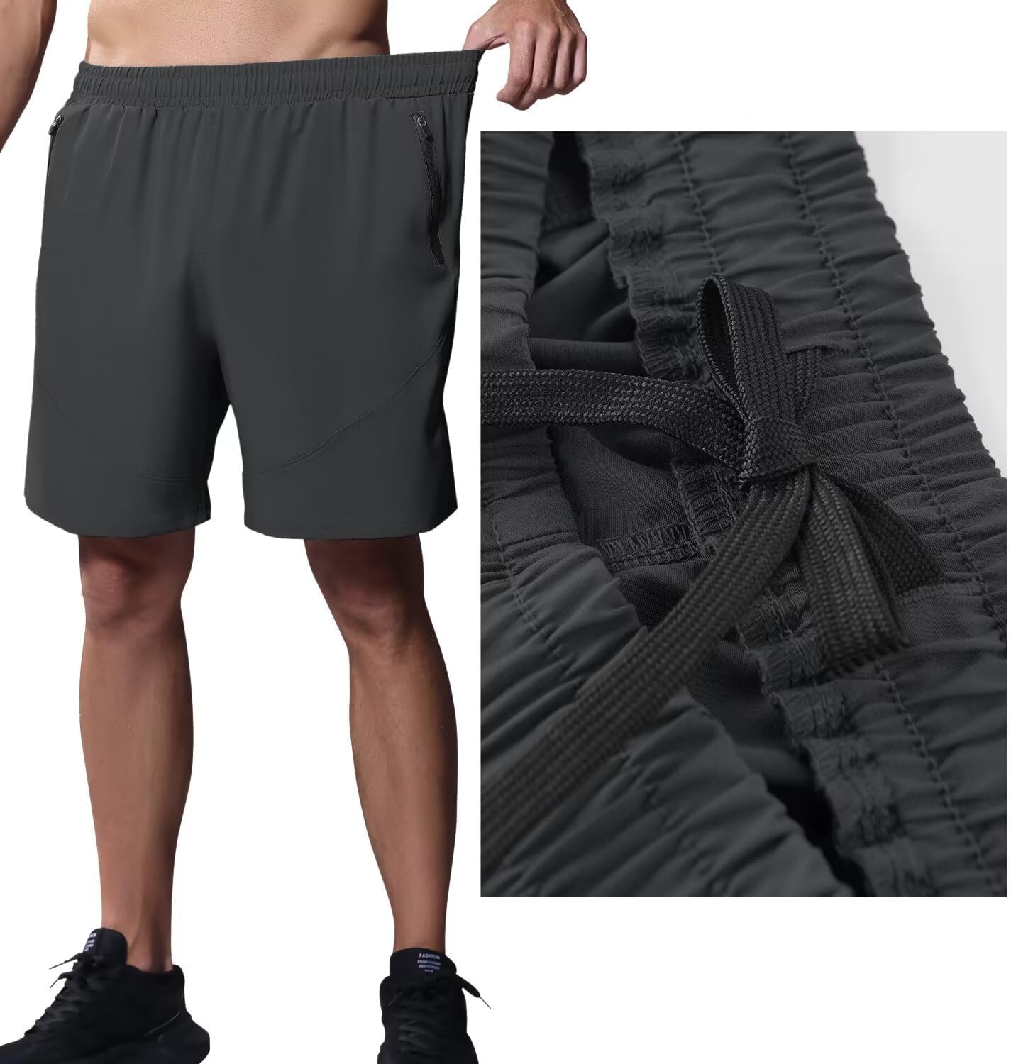 Thumbnail 4 de HMIYA Men's Sport Shorts: Quick-Dry Running Gym Shorts with Zip Pockets