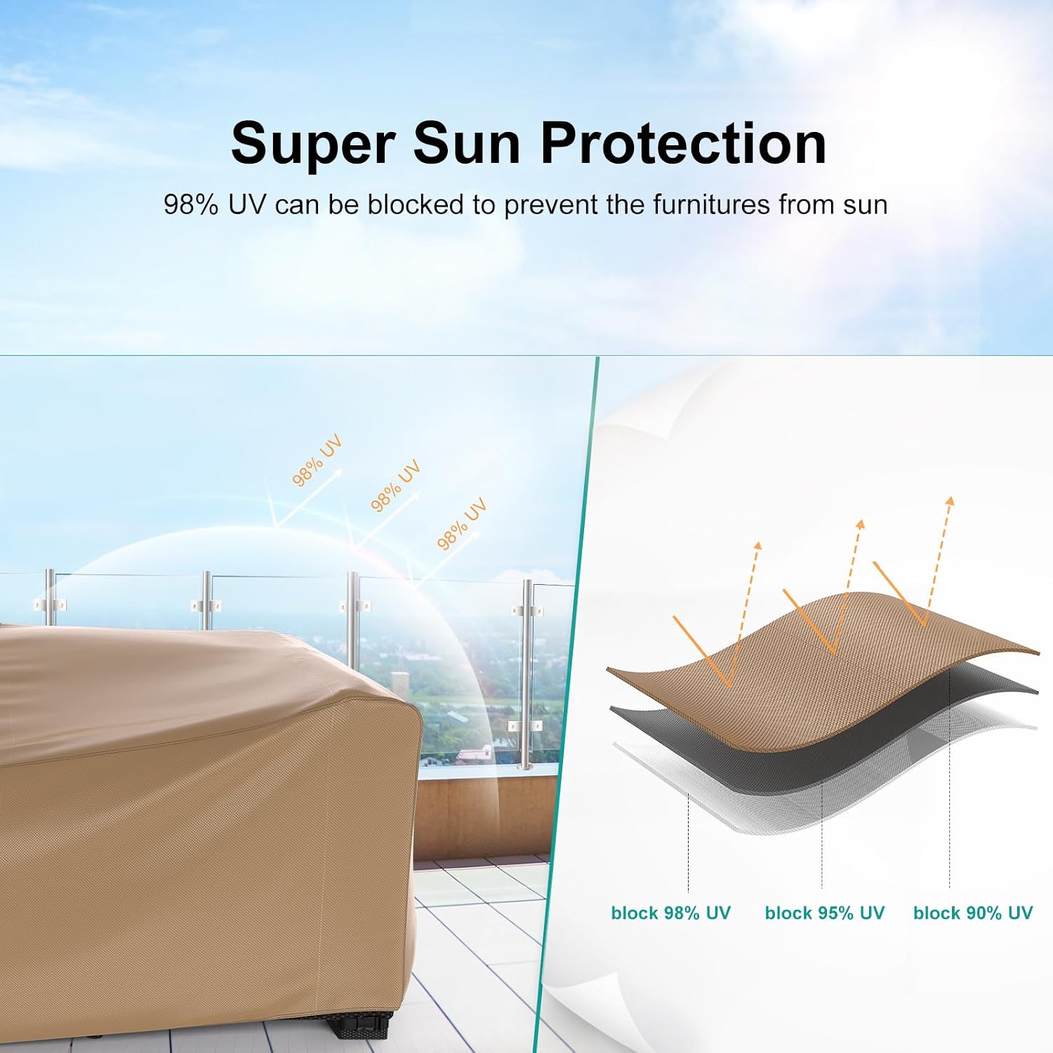 Detalle 2 de BROSYDA Patio Furniture Cover, 124 × 71 × 29 inches