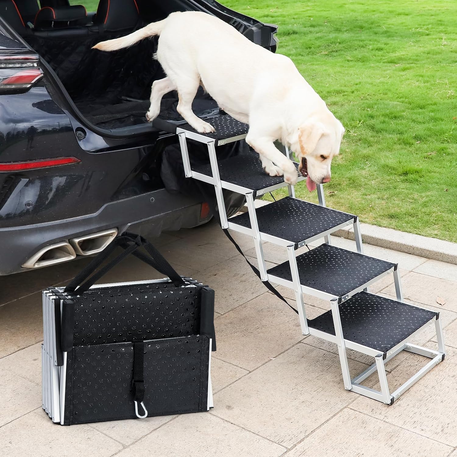 Thumbnail 6 de Uross Hunderampe Auto 4 Stufen – klappbare Hundetreppe für SUV, Auto und mehr