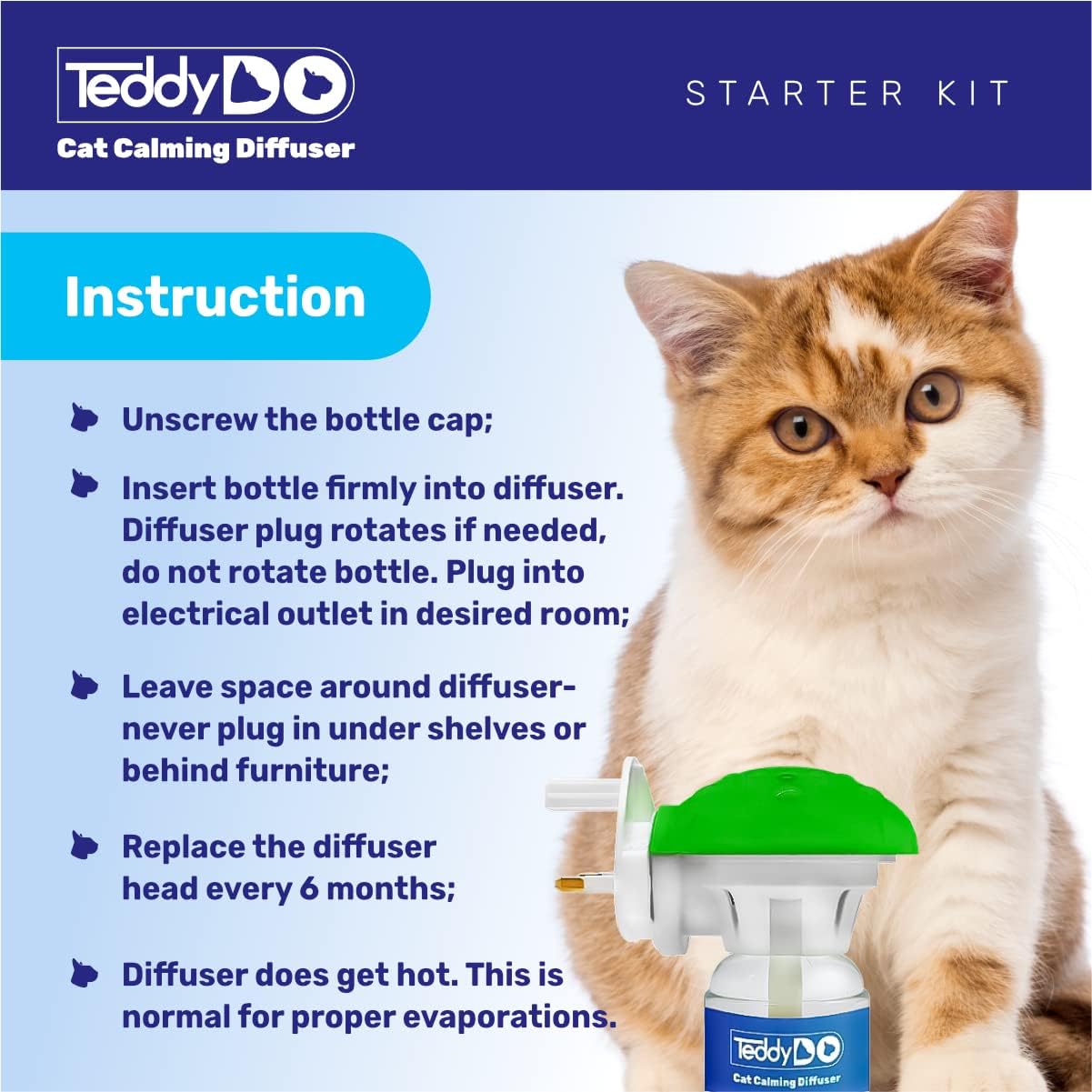 Thumbnail 3 de TeddyDo Cat Calming Diffuser Plug-In (UK Type G) – 60-Day Double Pack for Cats