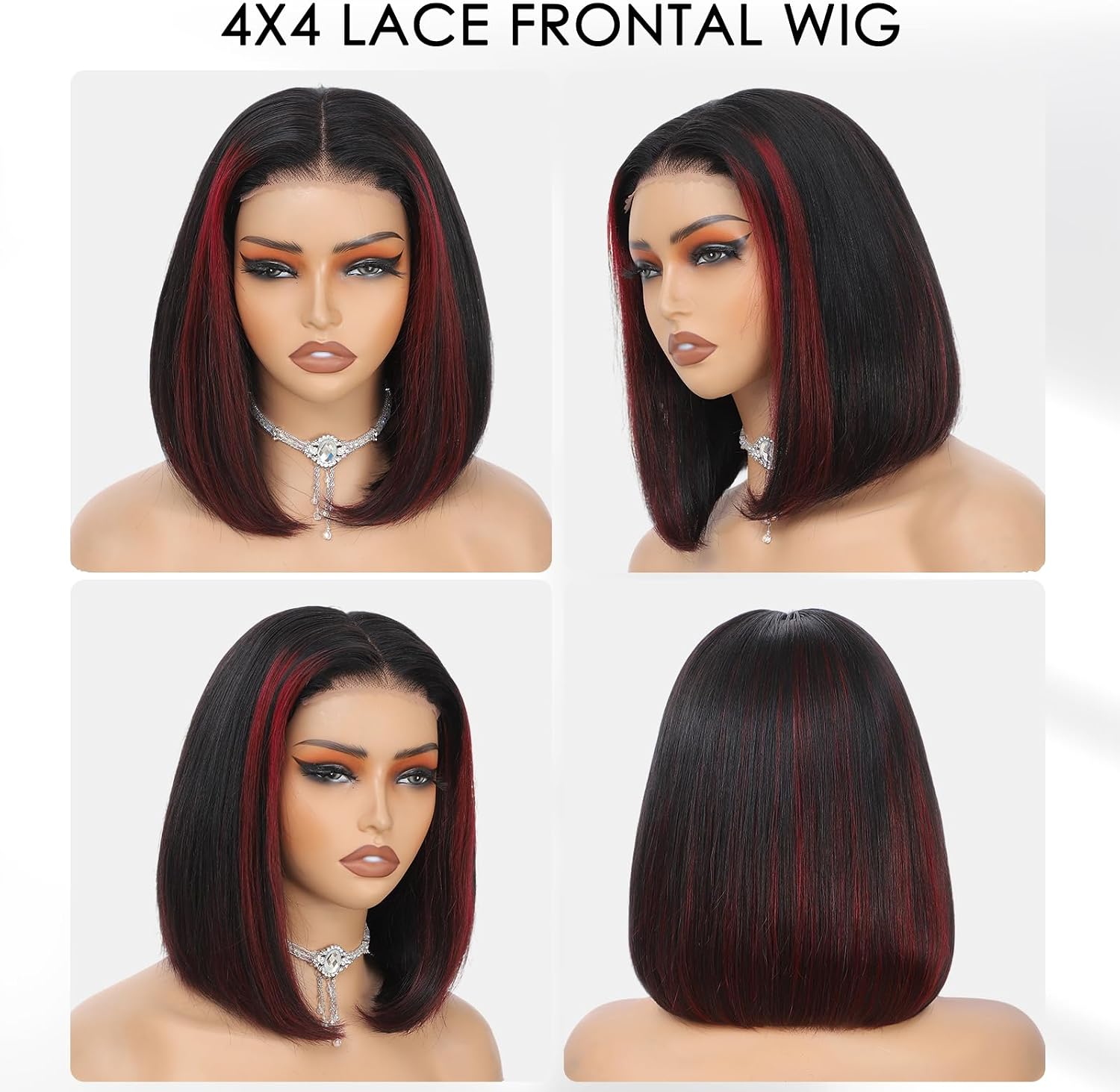 Detalle 2 de Perruque Femme Naturelle Highlight 1B/99J Pre Cut Lace Glueless Wig