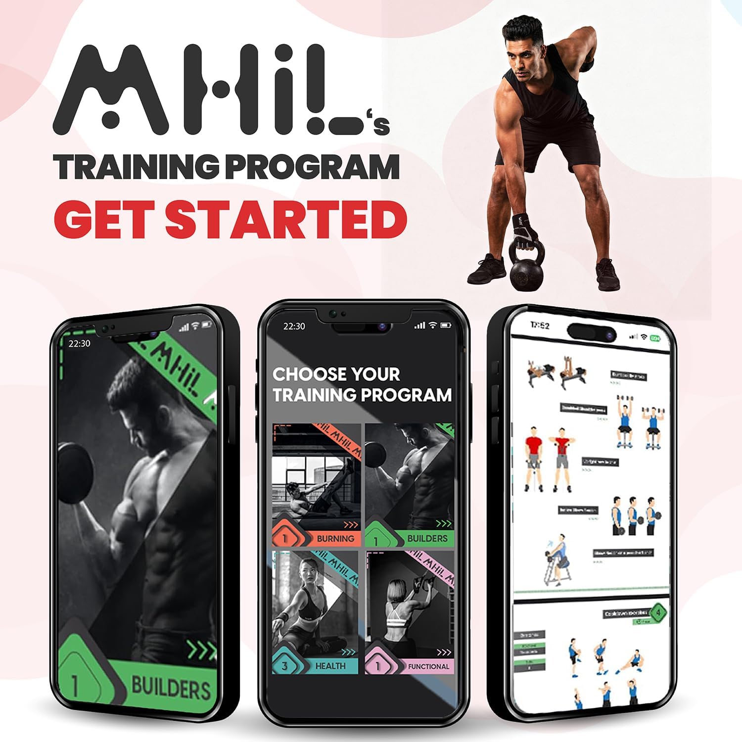 Detalle 2 de MhIL Workout Gloves for Men, Fingerless with Silicone Grip and Wrist Wraps