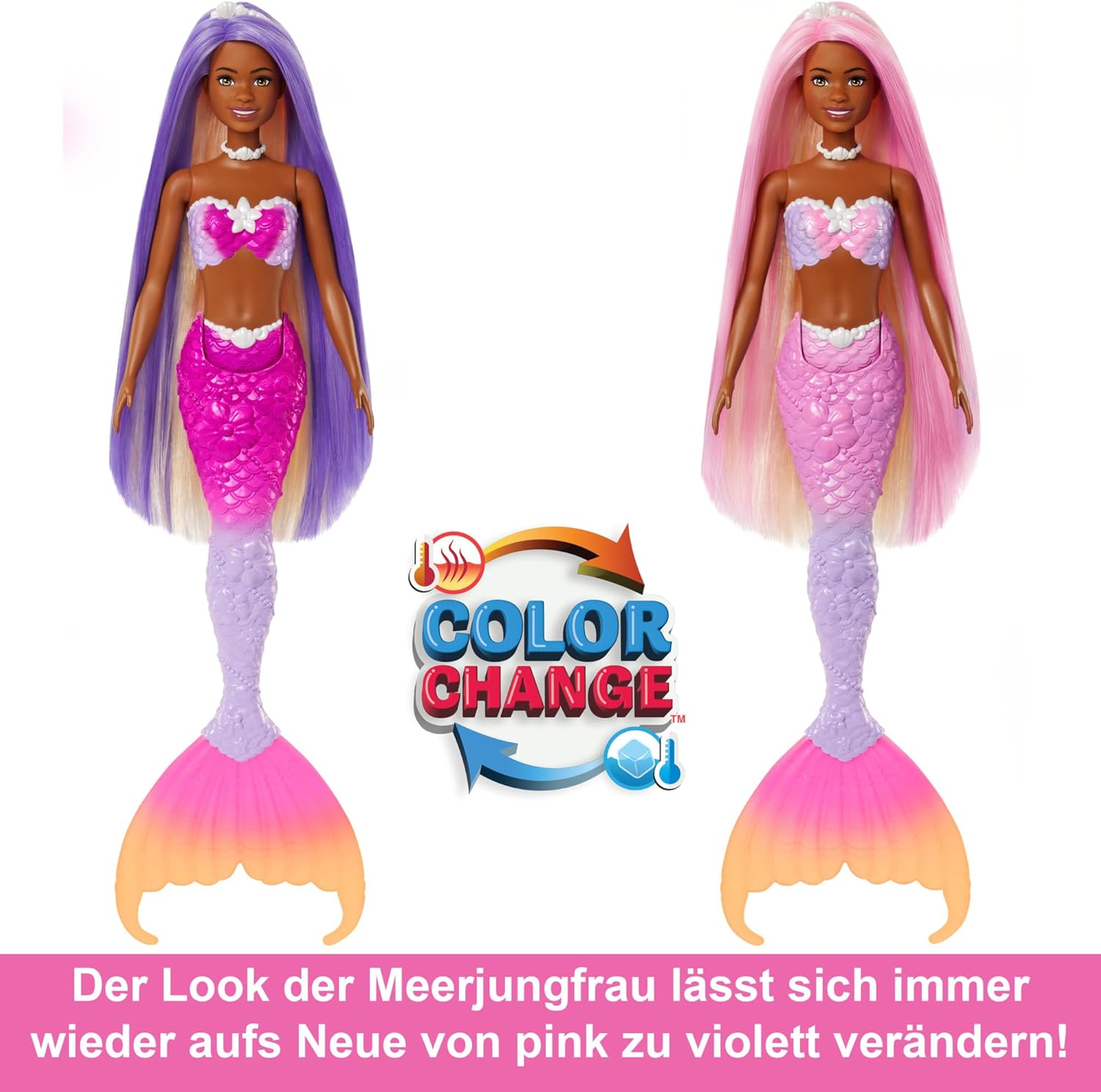 Thumbnail 2 de BARBIE Meerjungfrau-Puppe HRP98 – Farbwechseleffekt, 19 cm, inkl. Delfinfreund und Accessoires